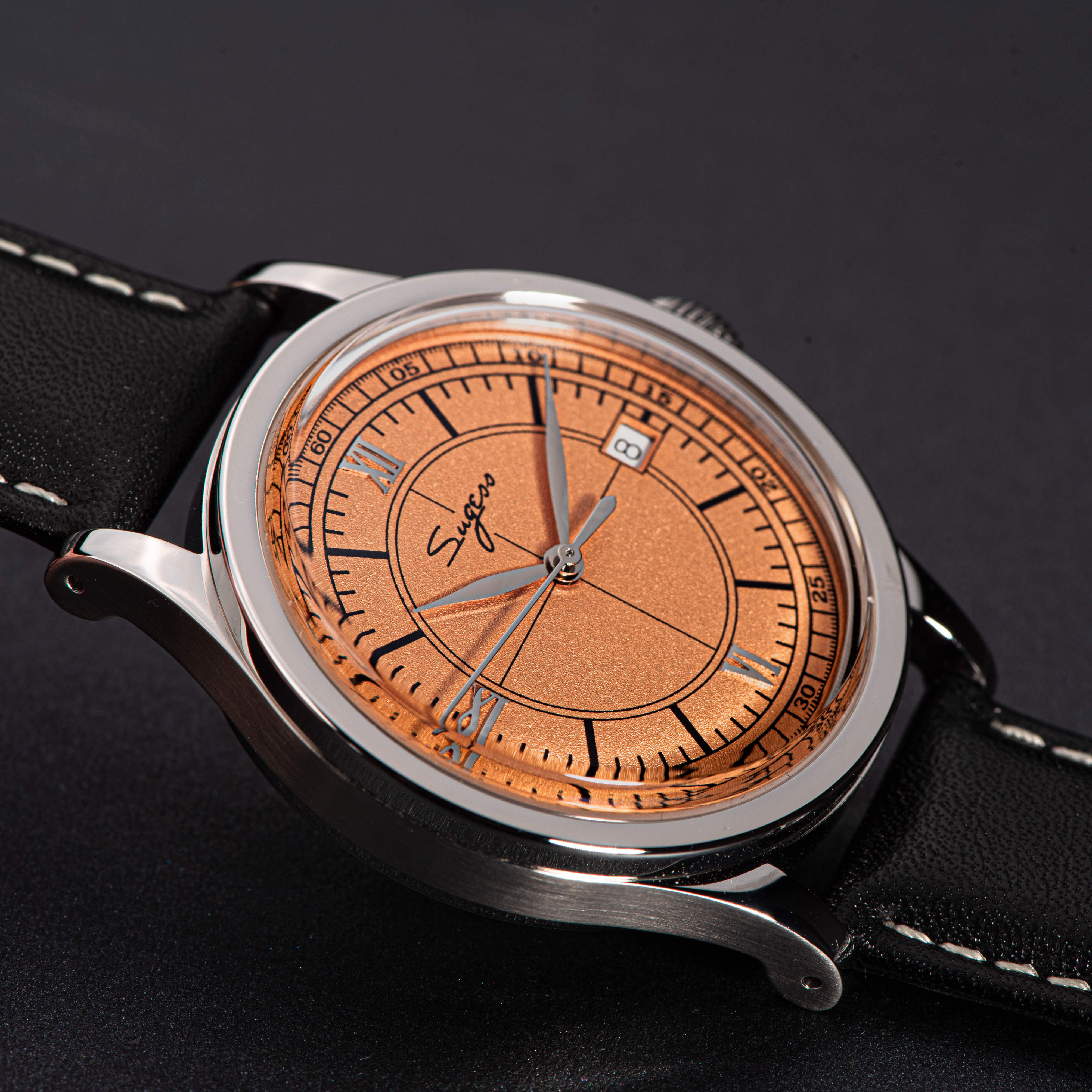 Heritage 411-3B Seagull 2130 Movement  Stainless Steel Case Deep Orange Dial SU4113BOR-TIME.SHOP