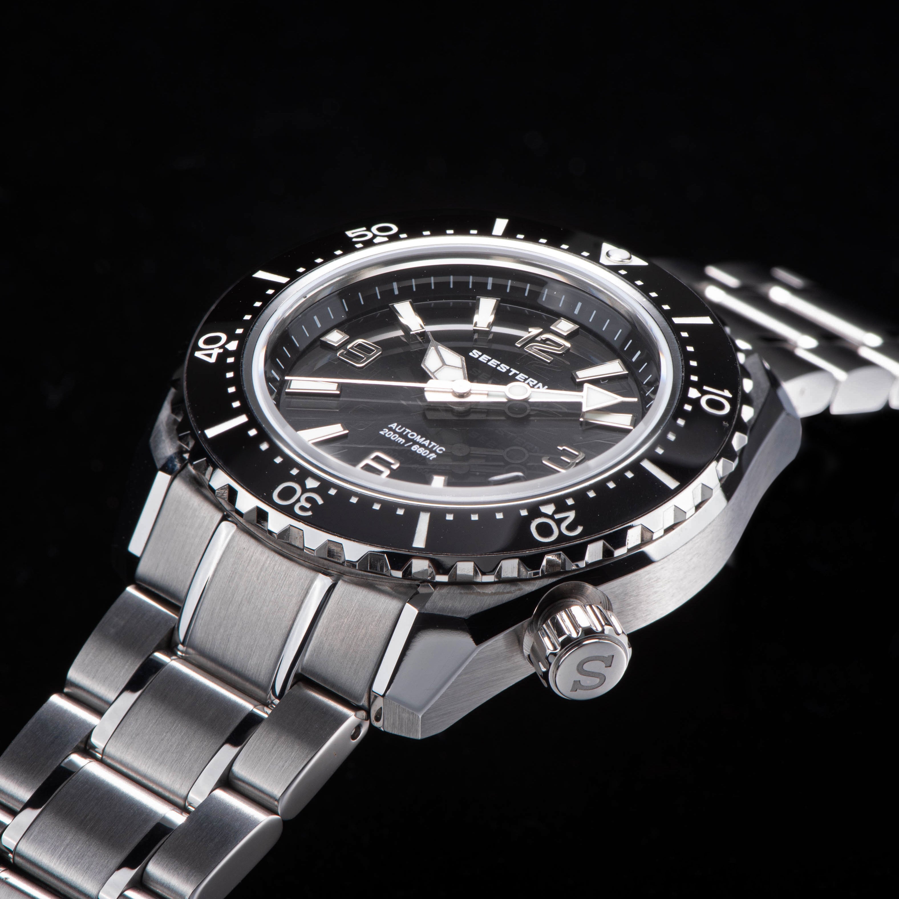 Seestern 416 Professional Diver Watch S416BK Black Dial-TIME.SHOP