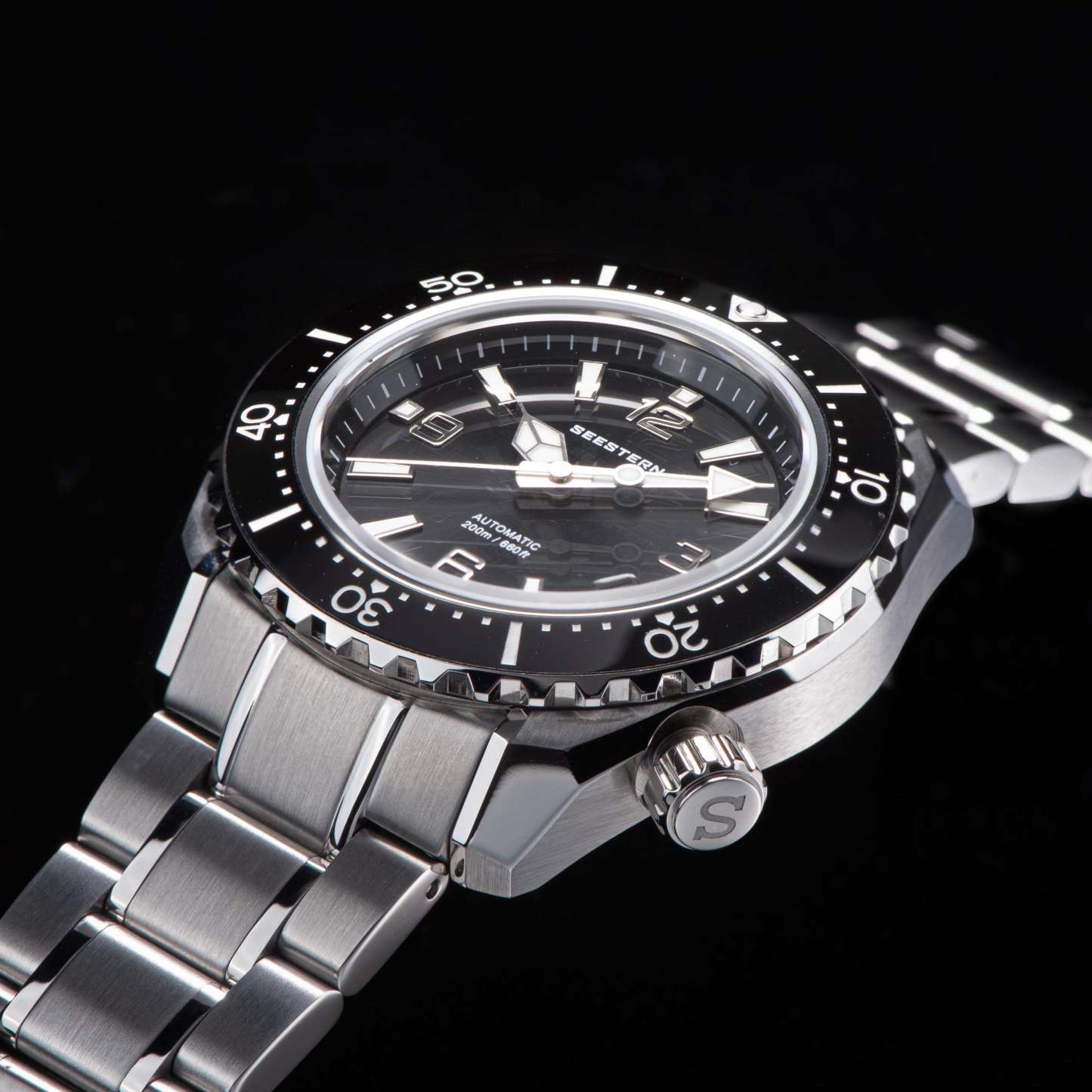 Seestern 416 Professional Diver Watch S416BK Black Dial-TIME.SHOP