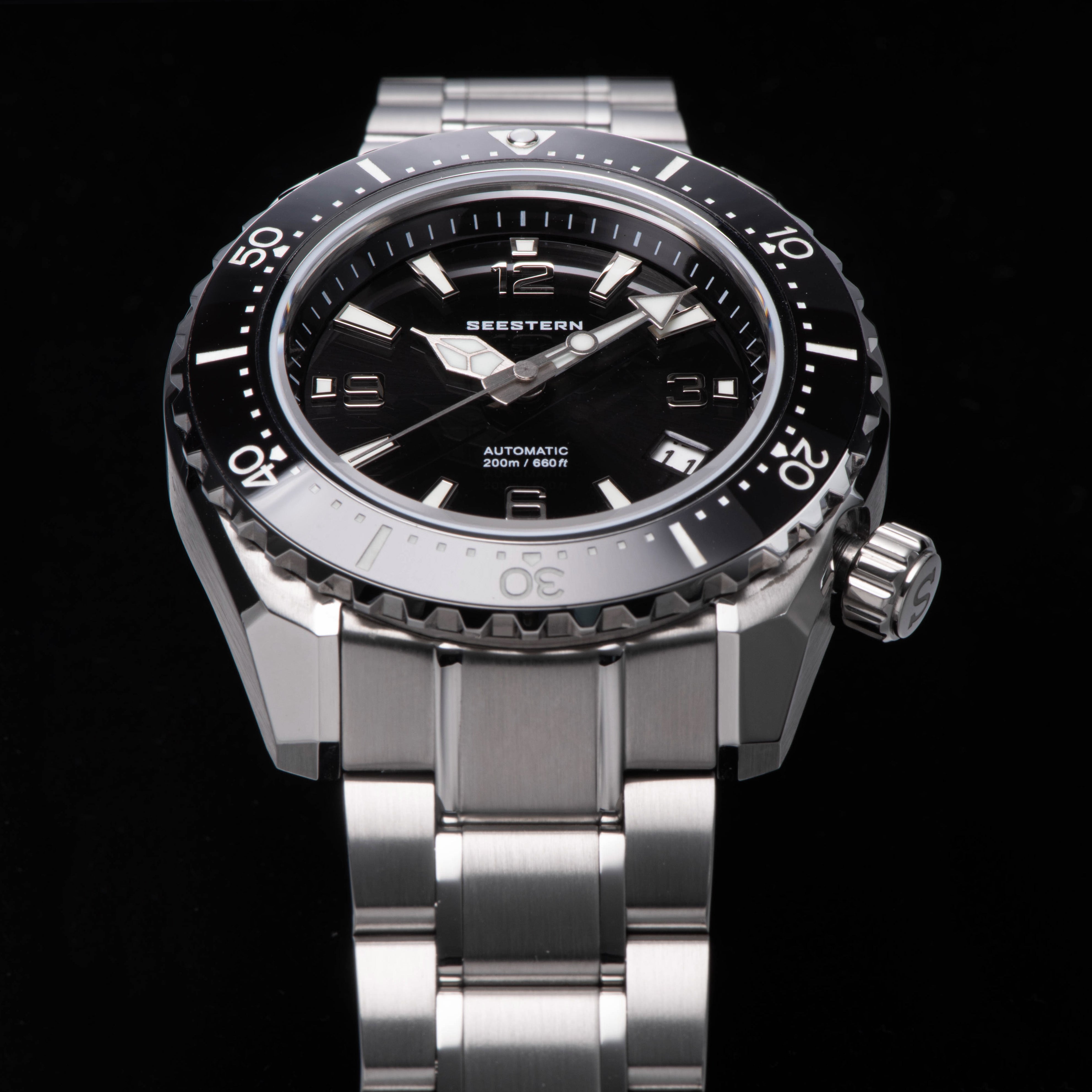 Seestern 416 Professional Diver Watch S416BK Black Dial-TIME.SHOP