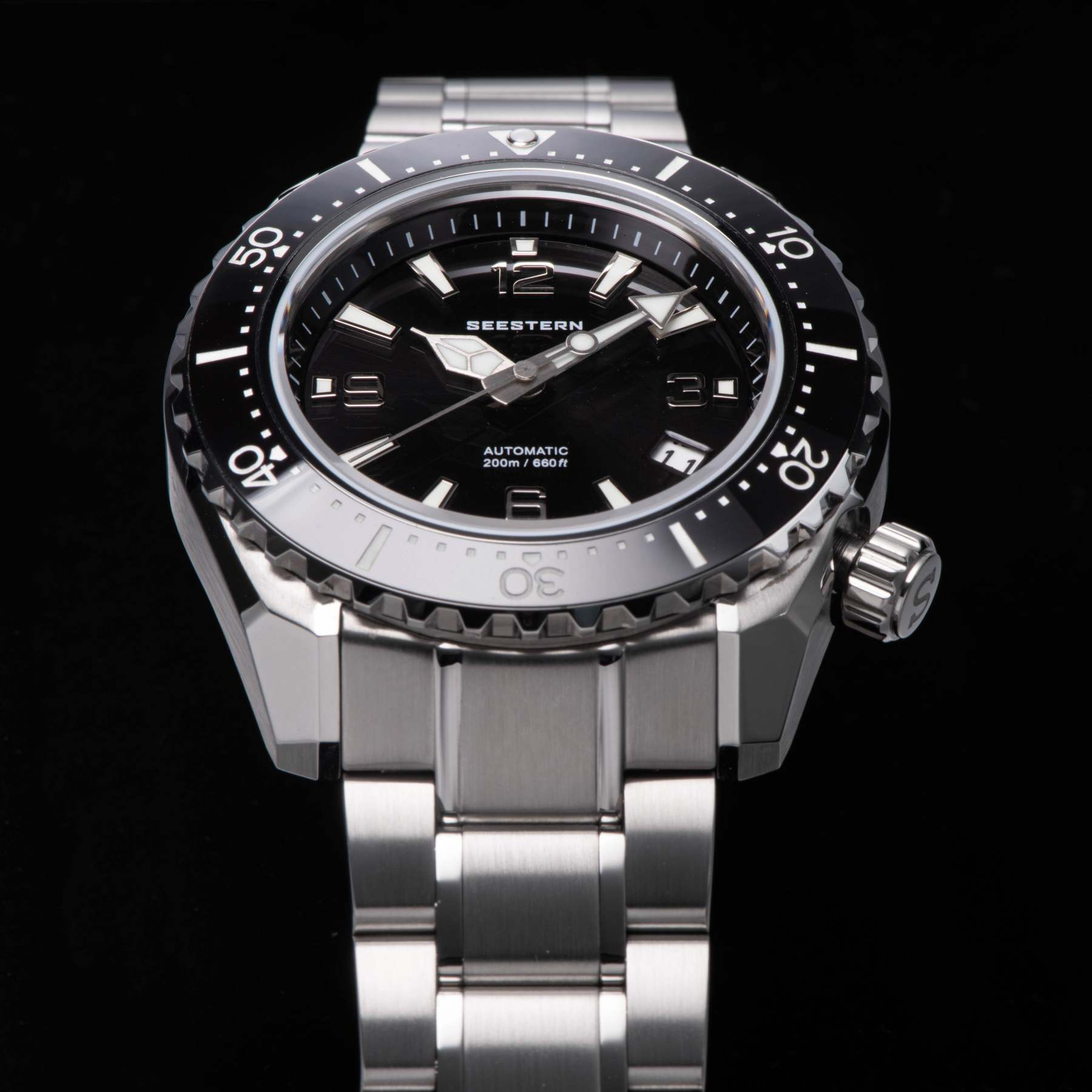 Seestern 416 Professional Diver Watch S416BK Black Dial-TIME.SHOP