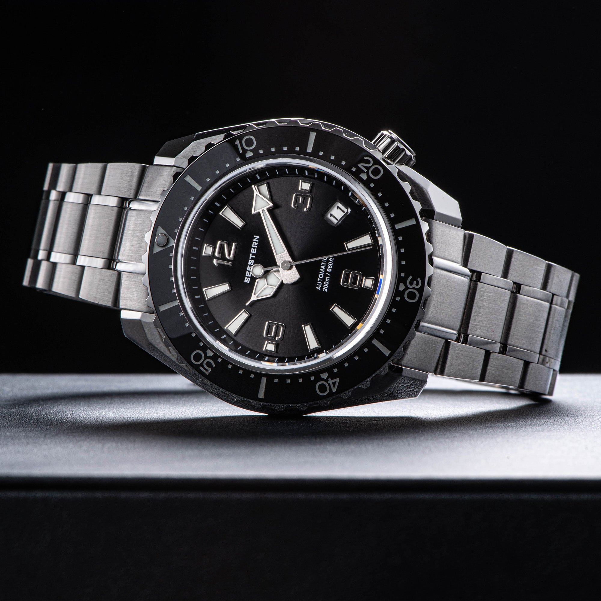 Seestern 416 Professional Diver Watch S416BK Black Dial-TIME.SHOP