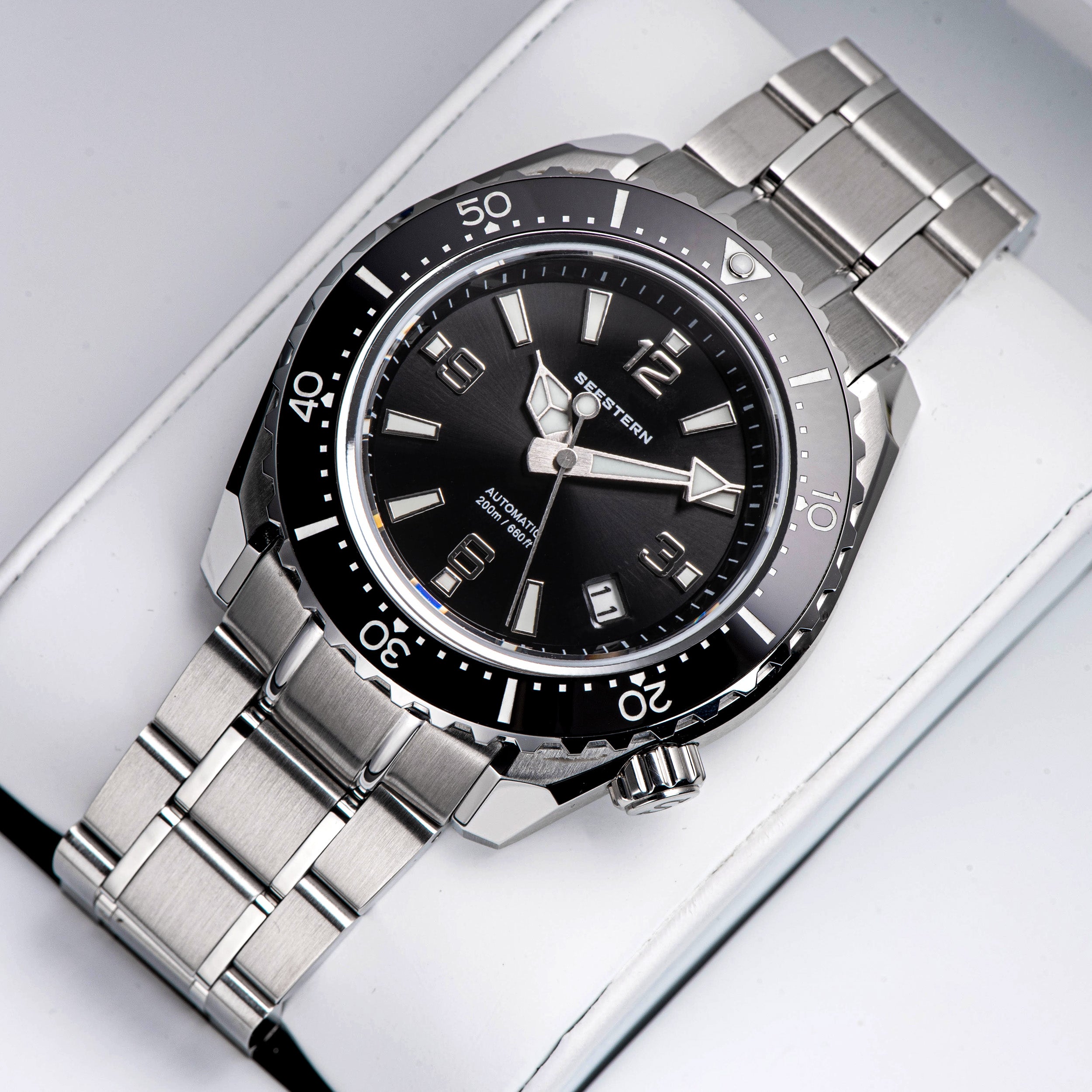 Seestern 416 Professional Diver Watch S416BK Black Dial-TIME.SHOP