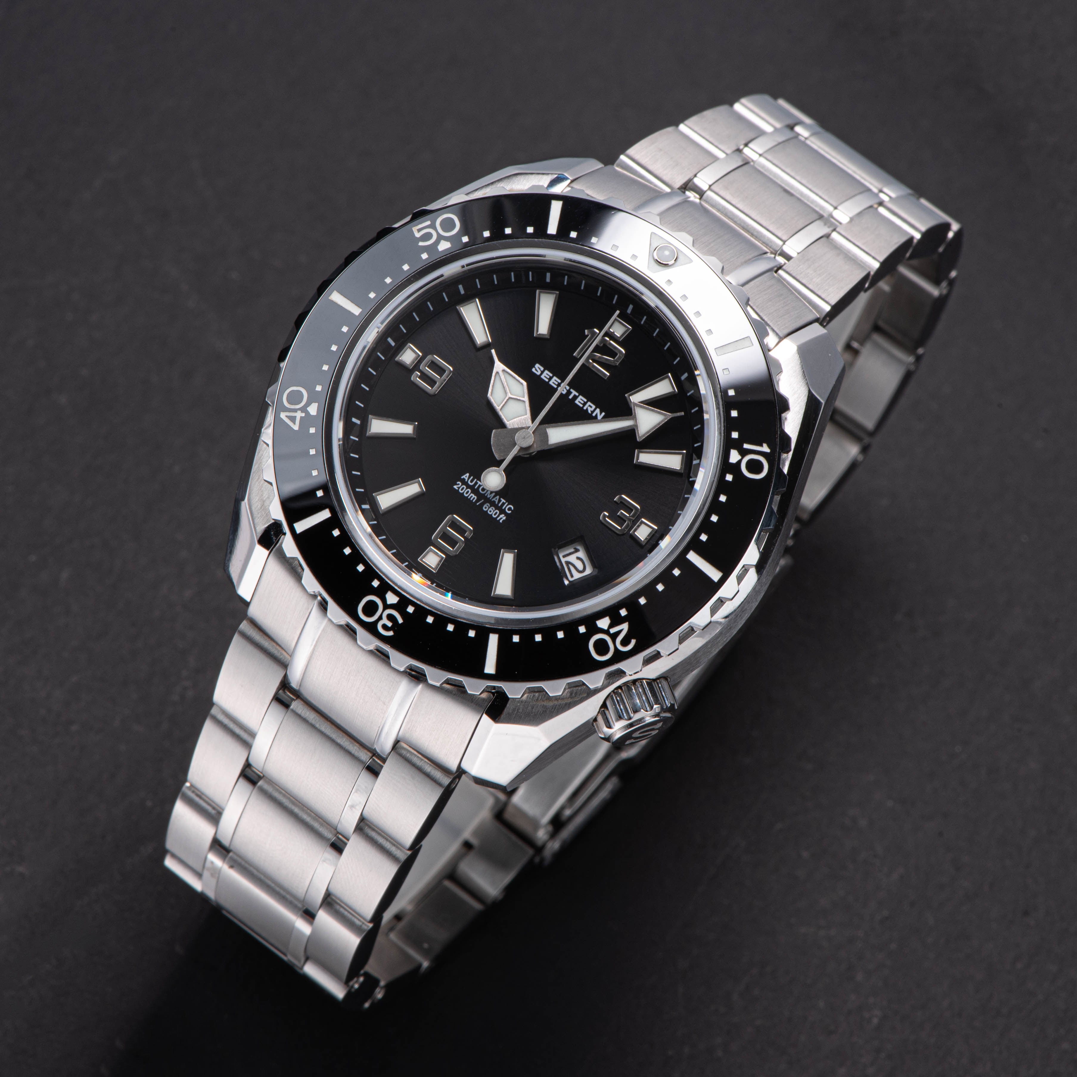 Seestern 416 Professional Diver Watch S416BK Black Dial-TIME.SHOP