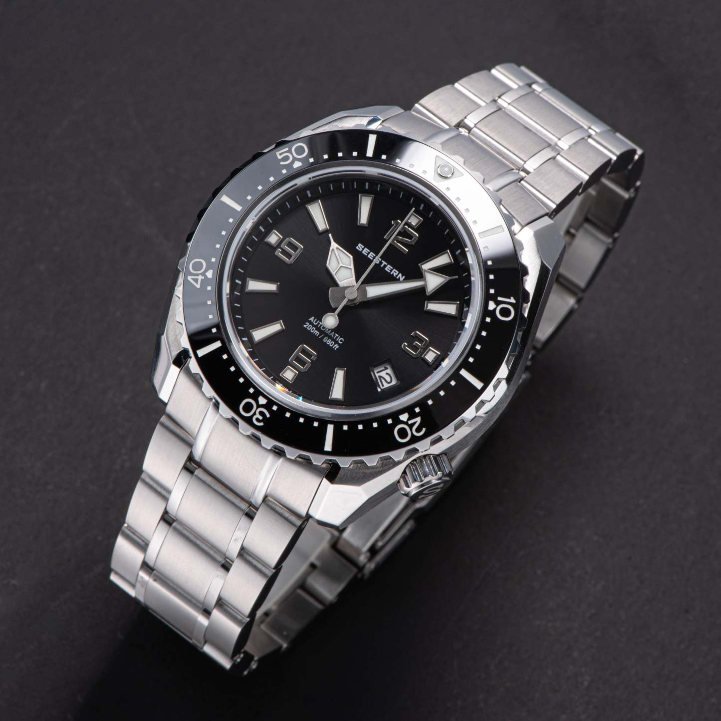 Seestern 416 Professional Diver Watch S416BK Black Dial-TIME.SHOP