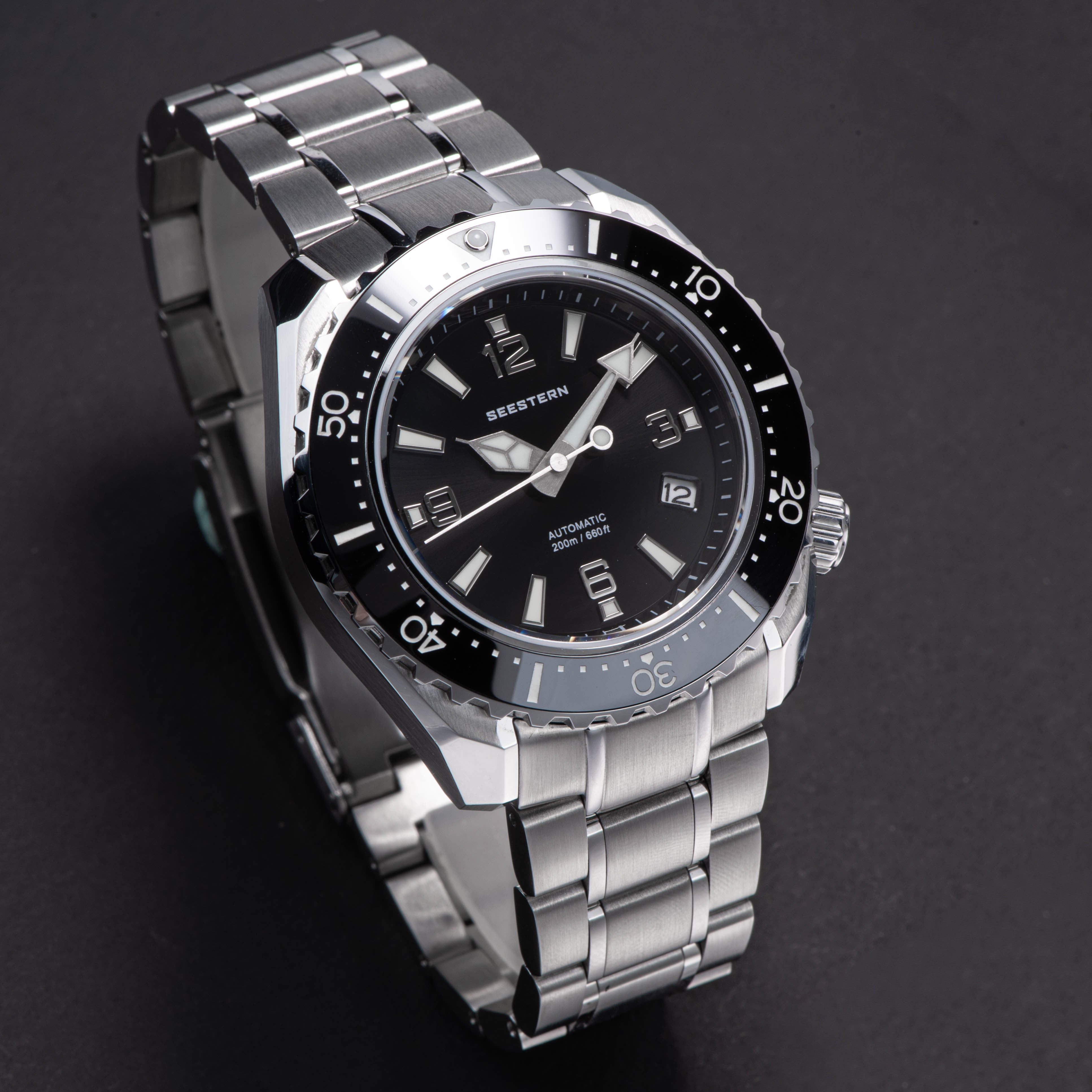 Seestern 416 Professional Diver Watch S416BK Black Dial-TIME.SHOP