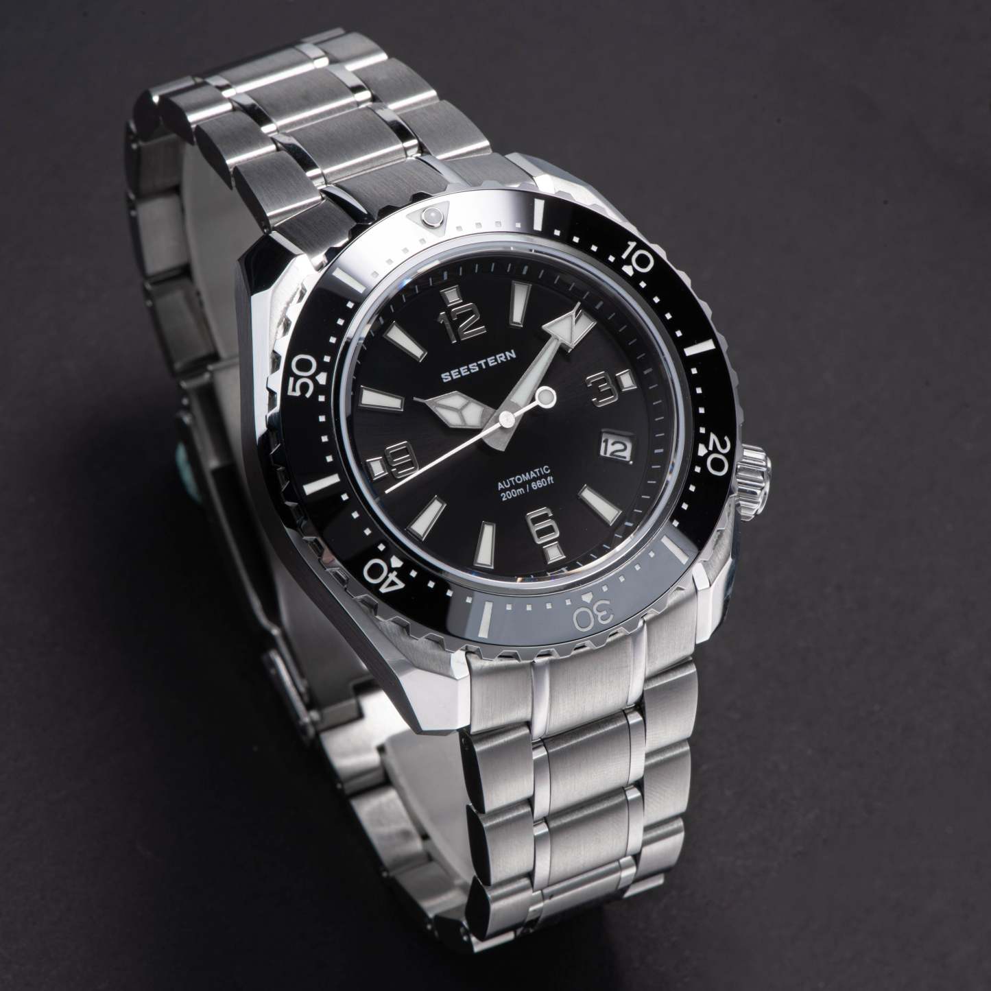 Seestern 416 Professional Diver Watch S416BK Black Dial-TIME.SHOP