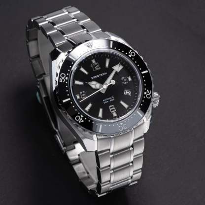 Seestern 416 Professional Diver Watch S416BK Black Dial-TIME.SHOP