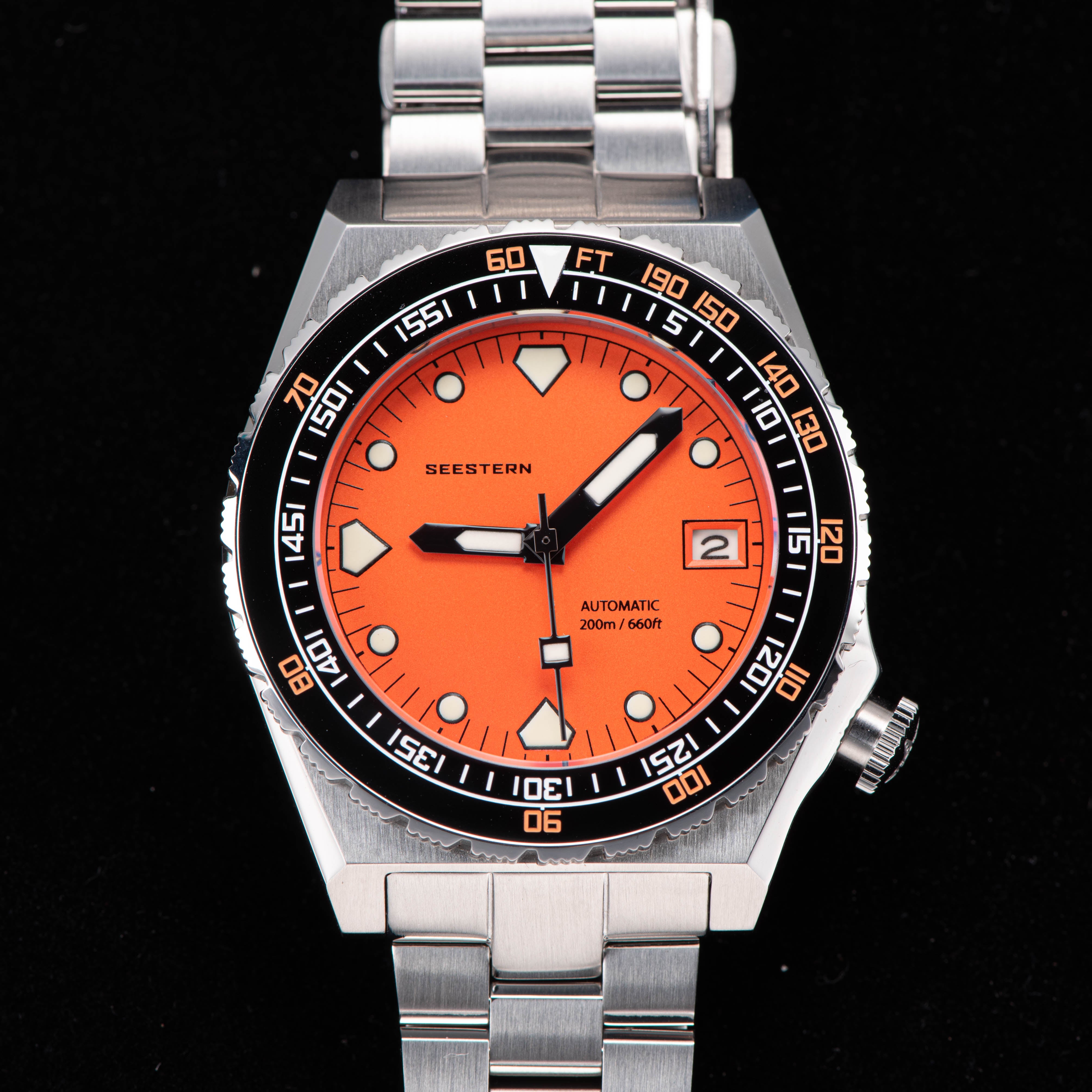 Seestern Vintage 407 600T Orange Dial Ceramic Bezel-TIME.SHOP
