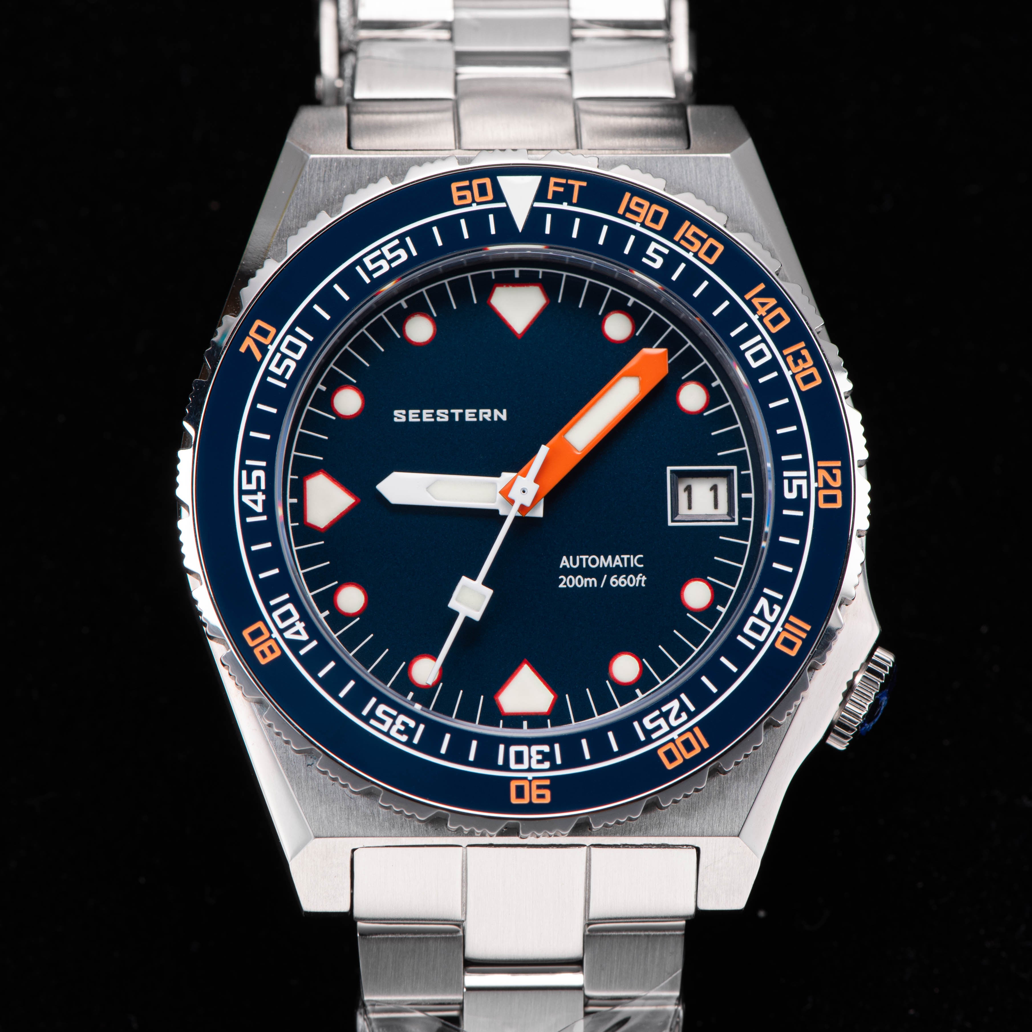 Seestern Vintage 407 600T Deep Blue Dial Ceramic Bezel-TIME.SHOP