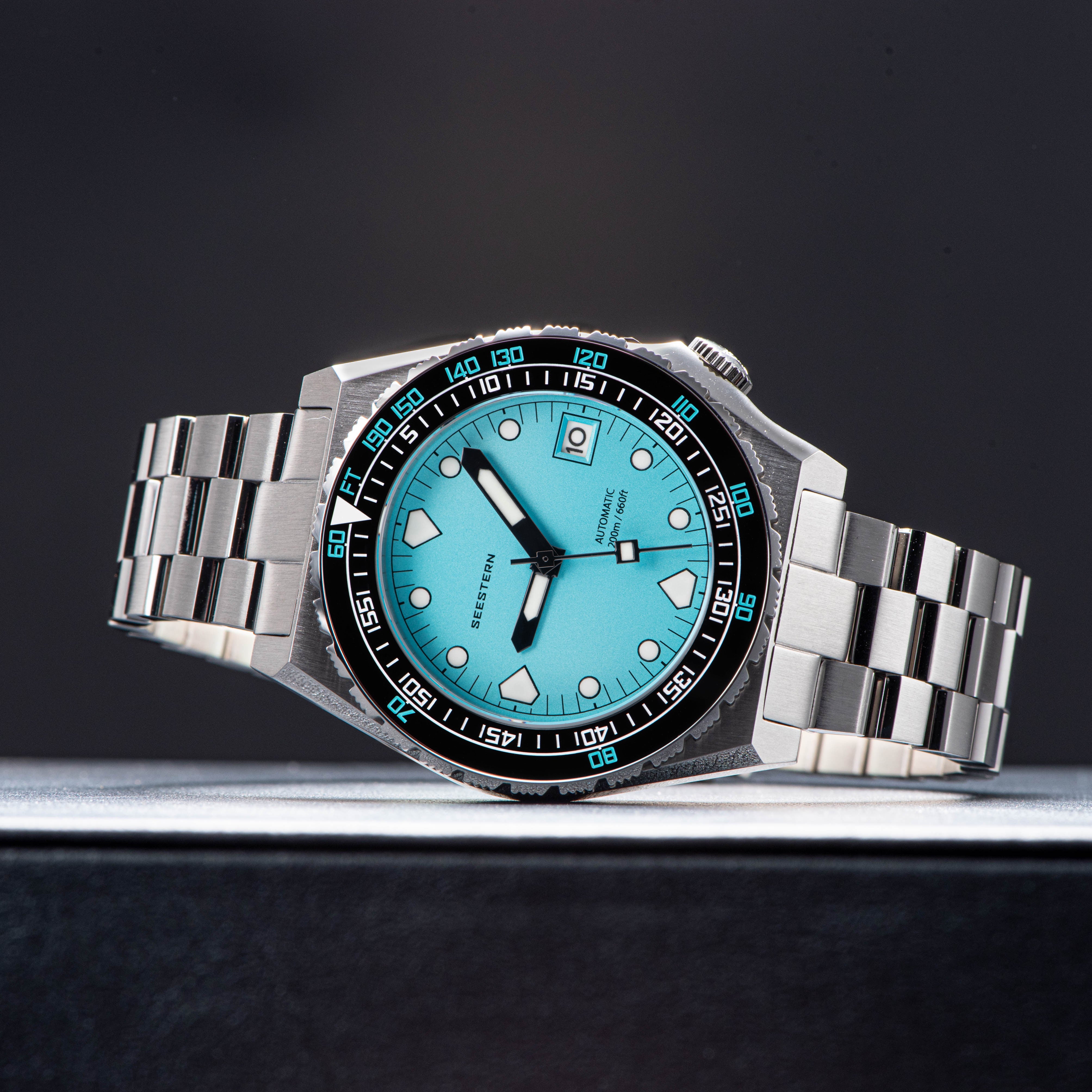 Seestern Vintage 407 600T Light Blue Dial Ceramic Bezel-TIME.SHOP