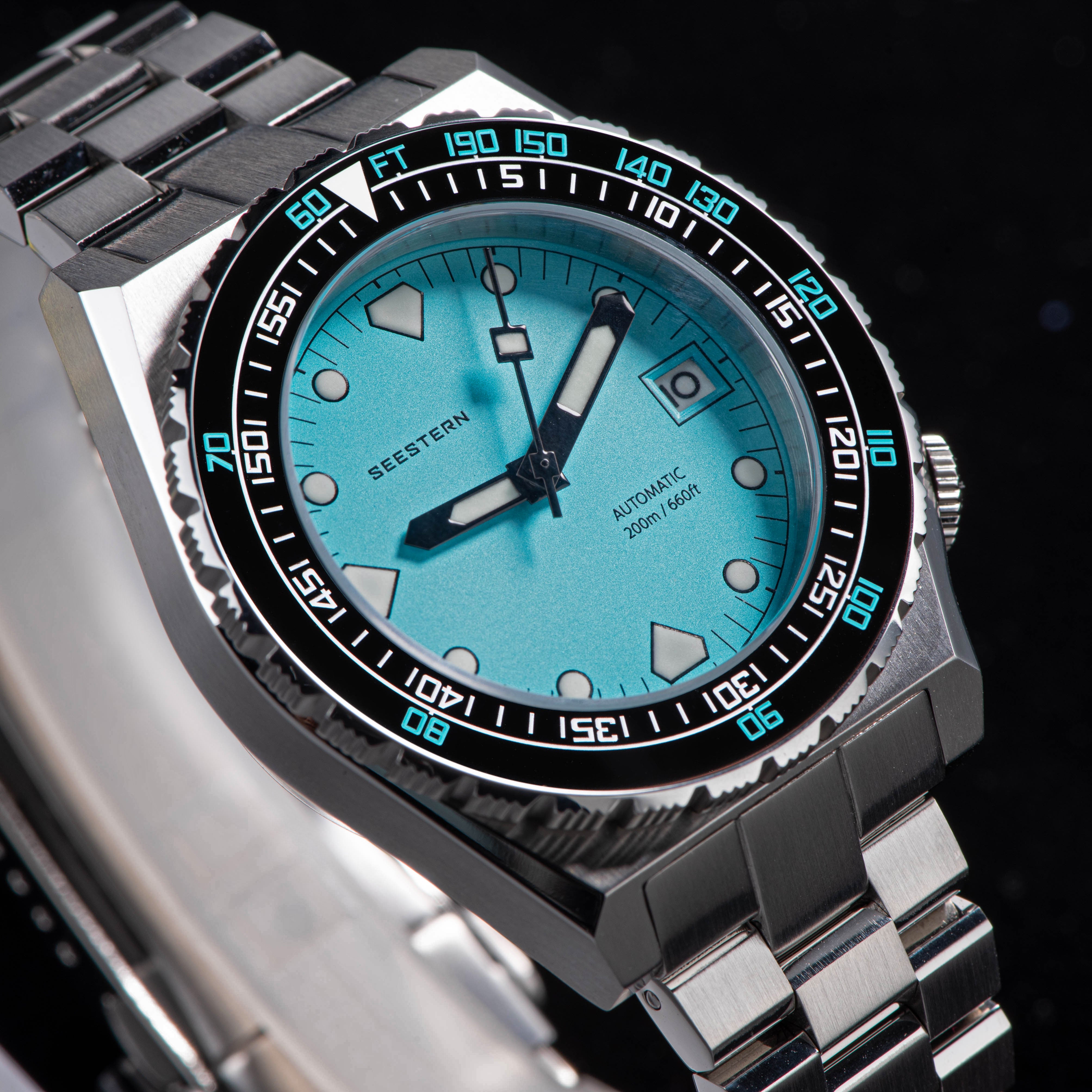 Seestern Vintage 407 600T Light Blue Dial Ceramic Bezel-TIME.SHOP