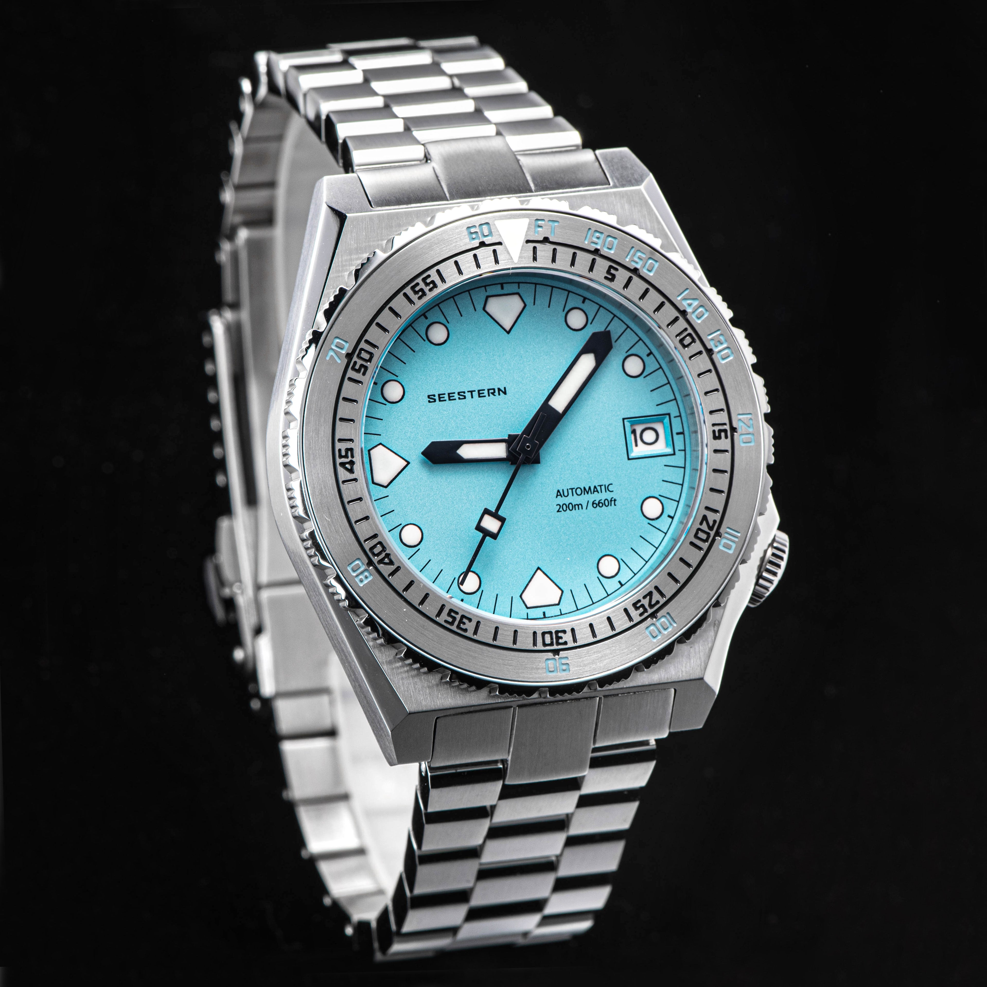 Seestern Vintage 407 600T Light Blue Dial Ceramic Bezel-TIME.SHOP