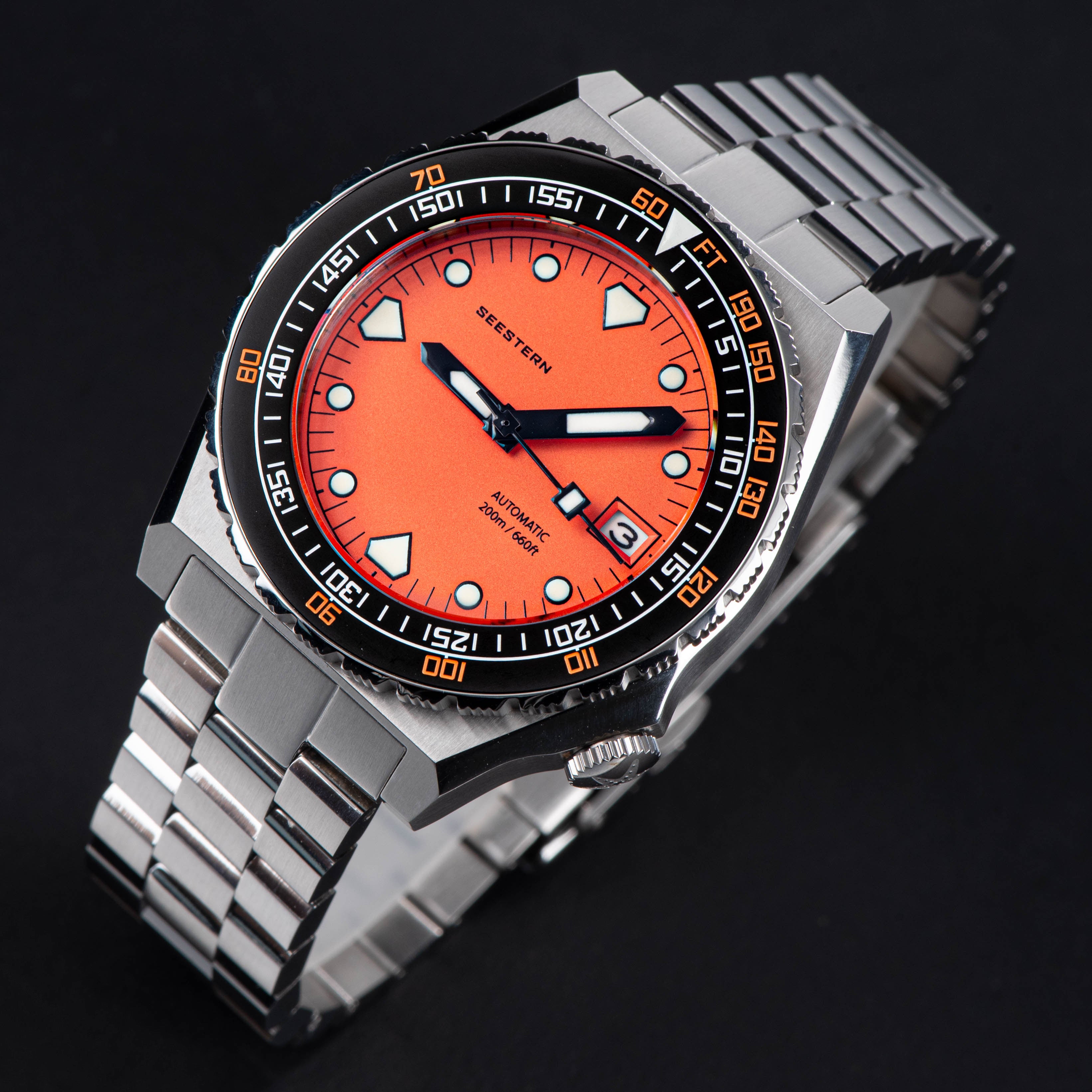 Seestern Vintage 407 600T Orange Dial Ceramic Bezel-TIME.SHOP