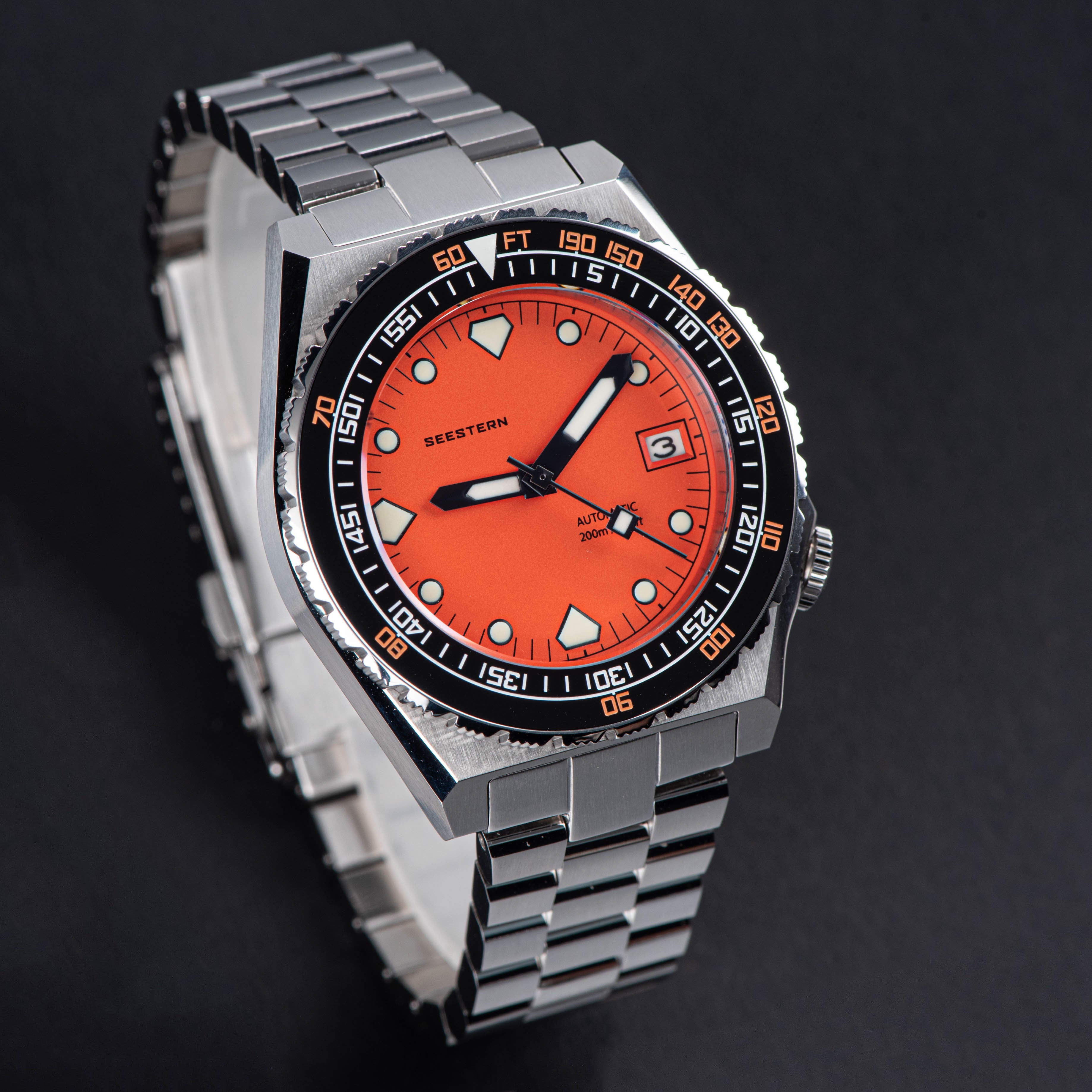 Seestern Vintage 407 600T Orange Dial Ceramic Bezel-TIME.SHOP
