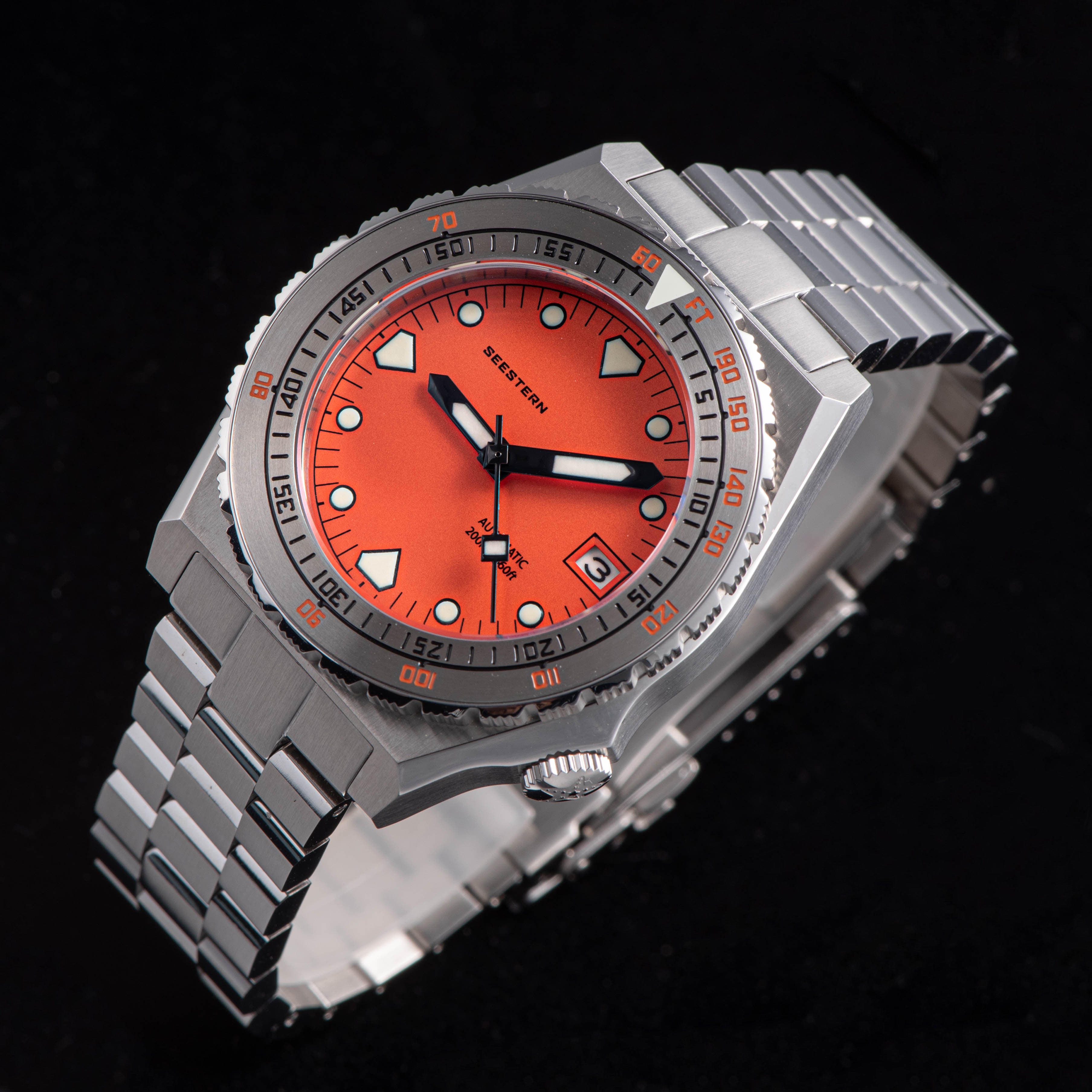 Seestern Vintage 407 600T Orange Dial Ceramic Bezel-TIME.SHOP