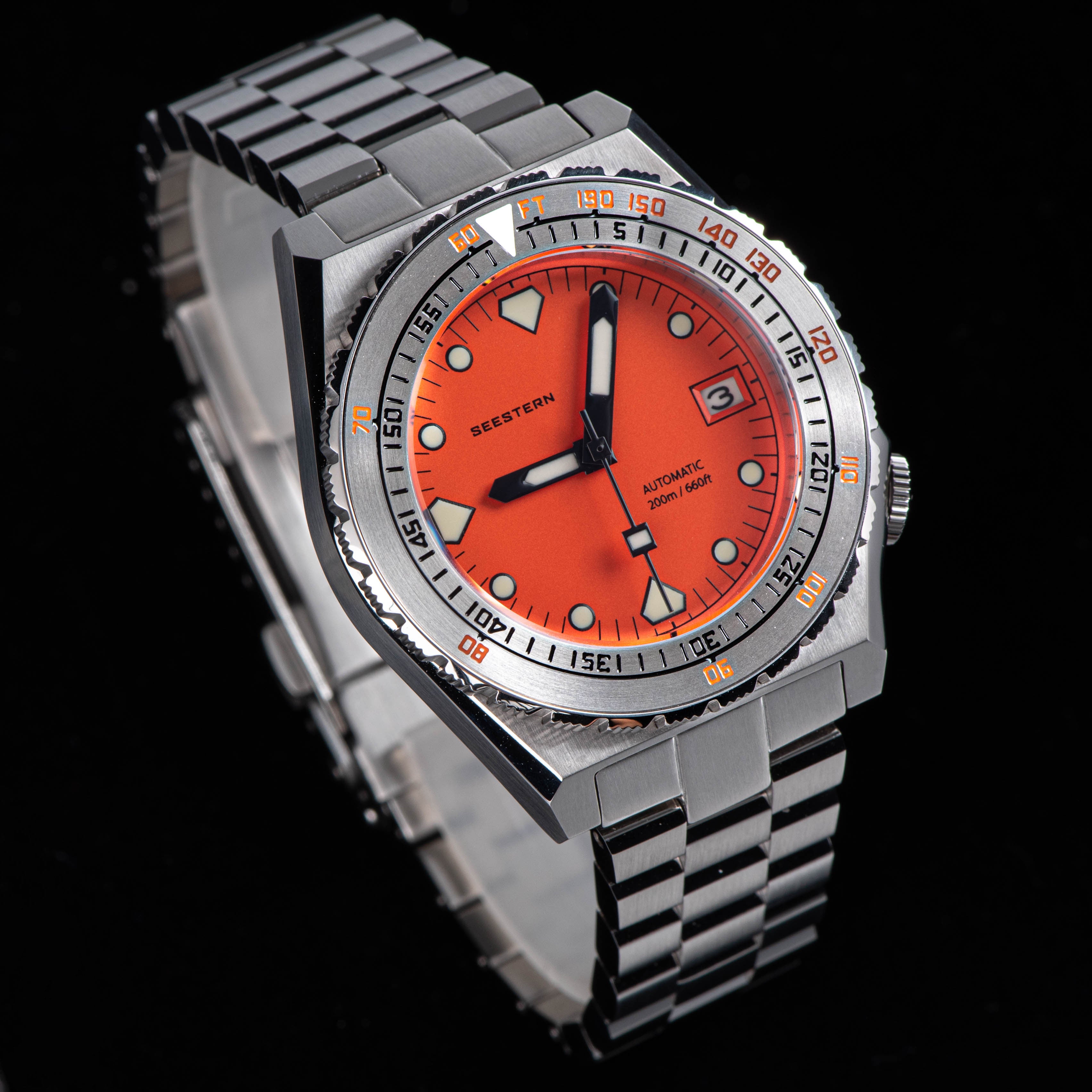 Seestern Vintage 407 600T Orange Dial Ceramic Bezel-TIME.SHOP