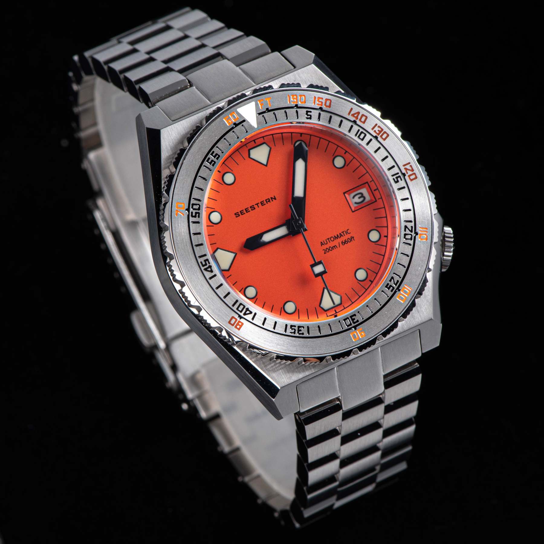 Seestern Vintage 407 600T Orange Dial Ceramic Bezel-TIME.SHOP