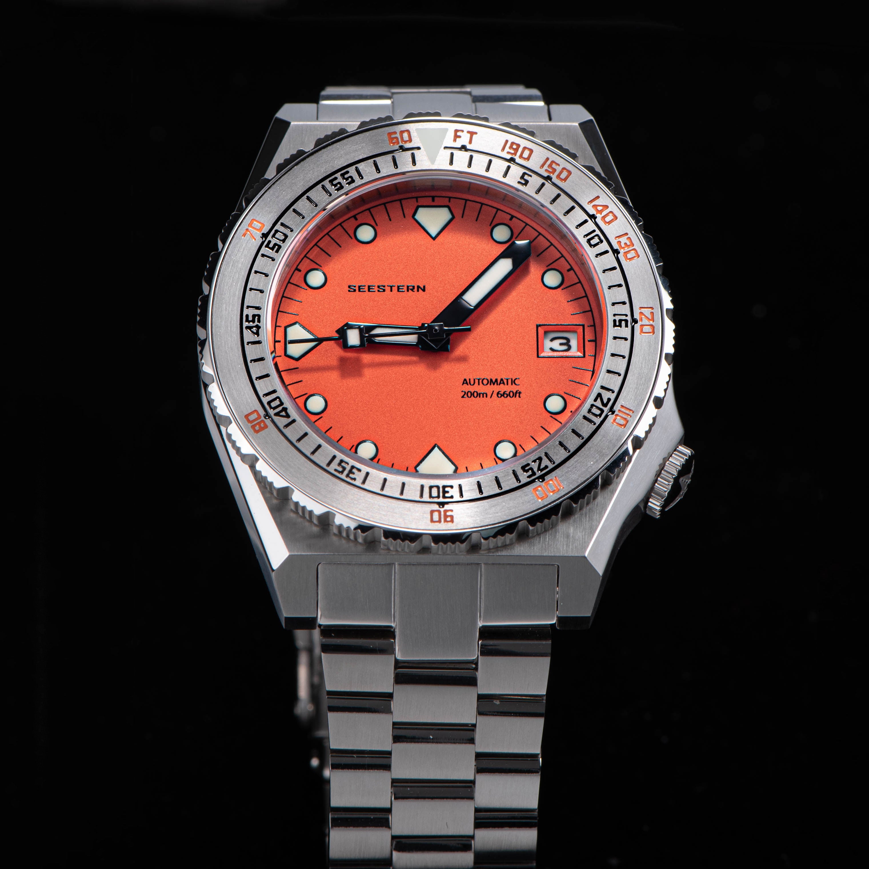 Seestern Vintage 407 600T Orange Dial Ceramic Bezel-TIME.SHOP