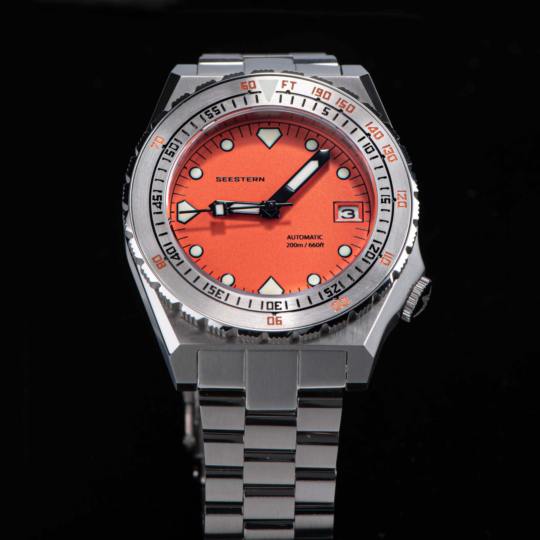 Seestern Vintage 407 600T Orange Dial Ceramic Bezel-TIME.SHOP