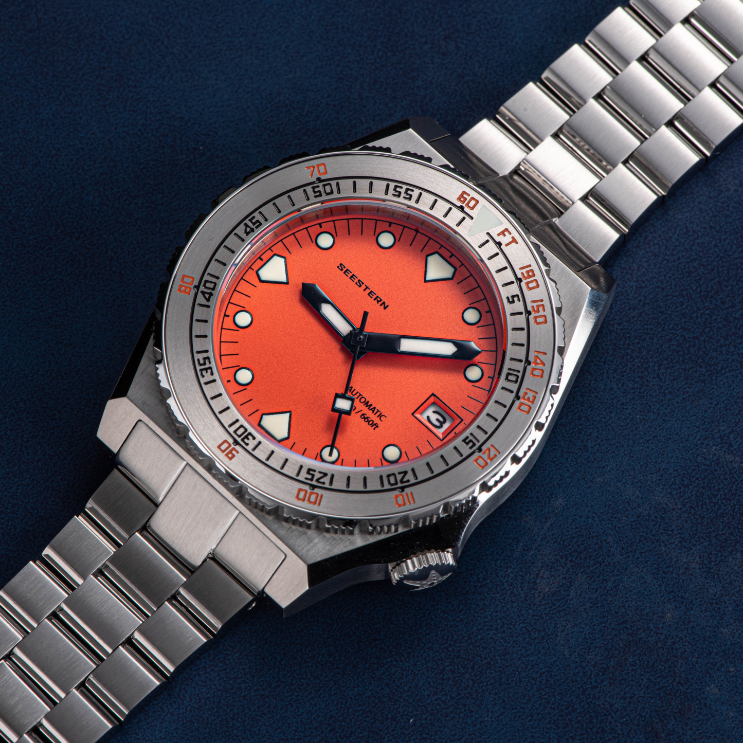 Seestern Vintage 407 600T Orange Dial Ceramic Bezel-TIME.SHOP