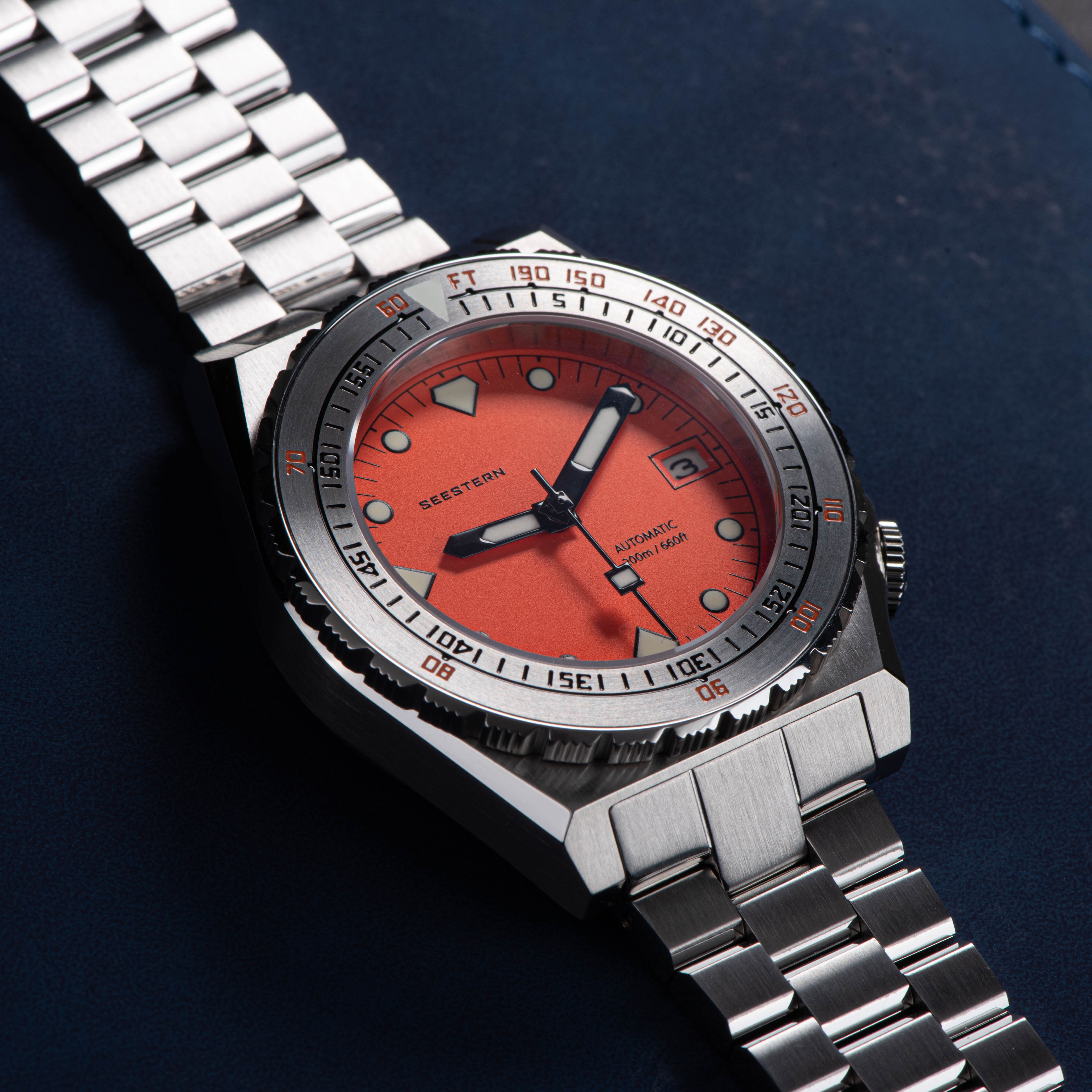 Seestern Vintage 407 600T Orange Dial Ceramic Bezel-TIME.SHOP