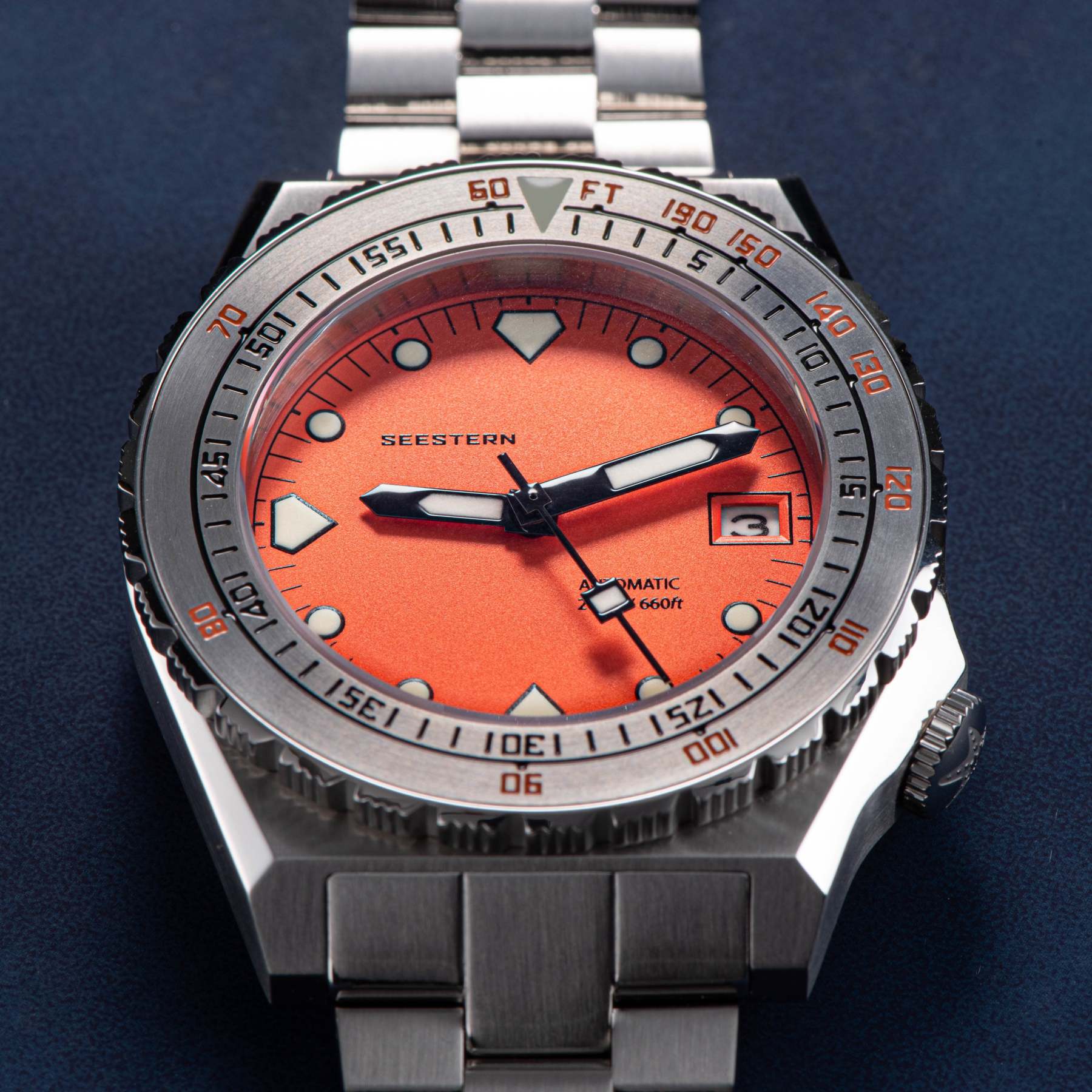 Seestern Vintage 407 600T Orange Dial Ceramic Bezel-TIME.SHOP