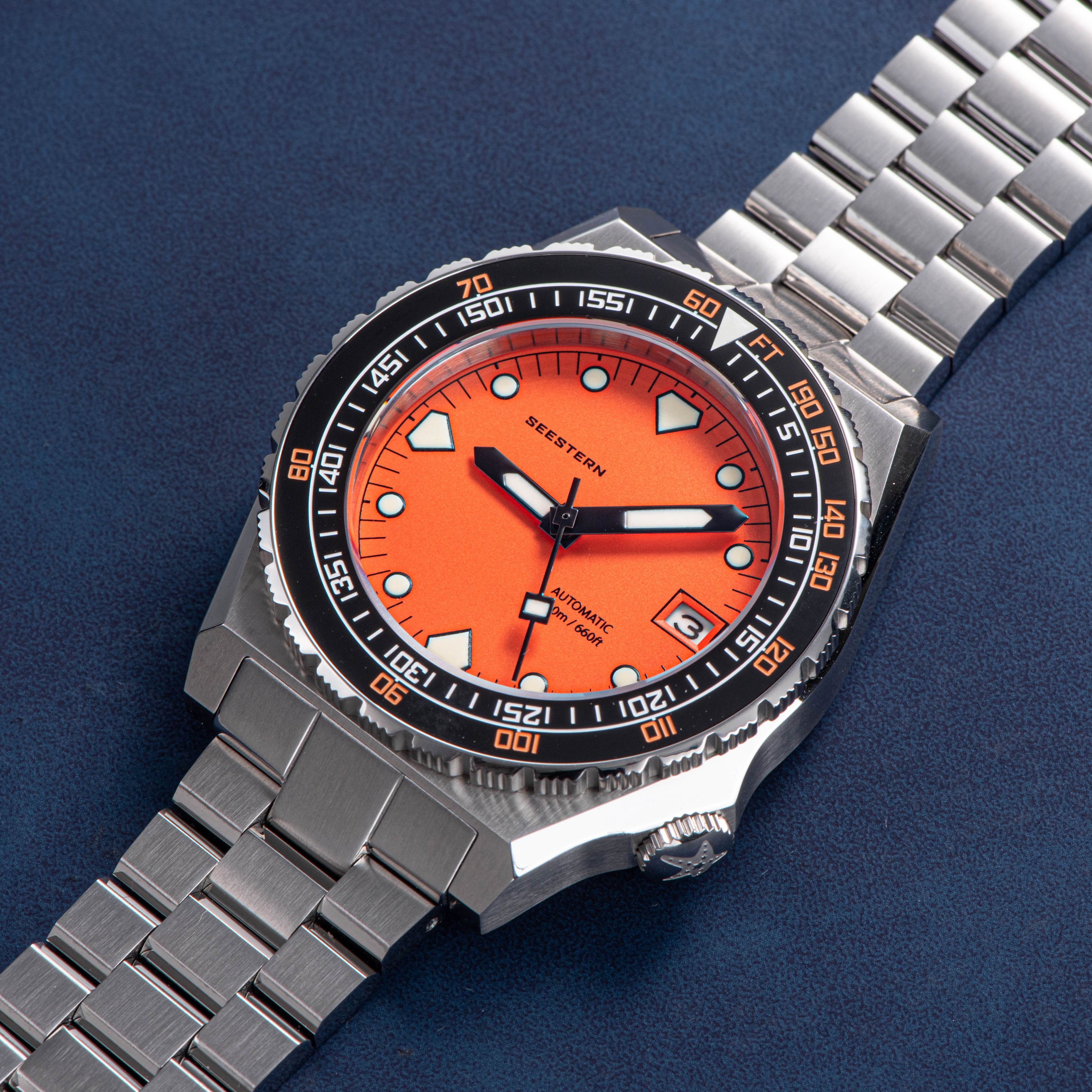 Seestern Vintage 407 600T Orange Dial Ceramic Bezel-TIME.SHOP