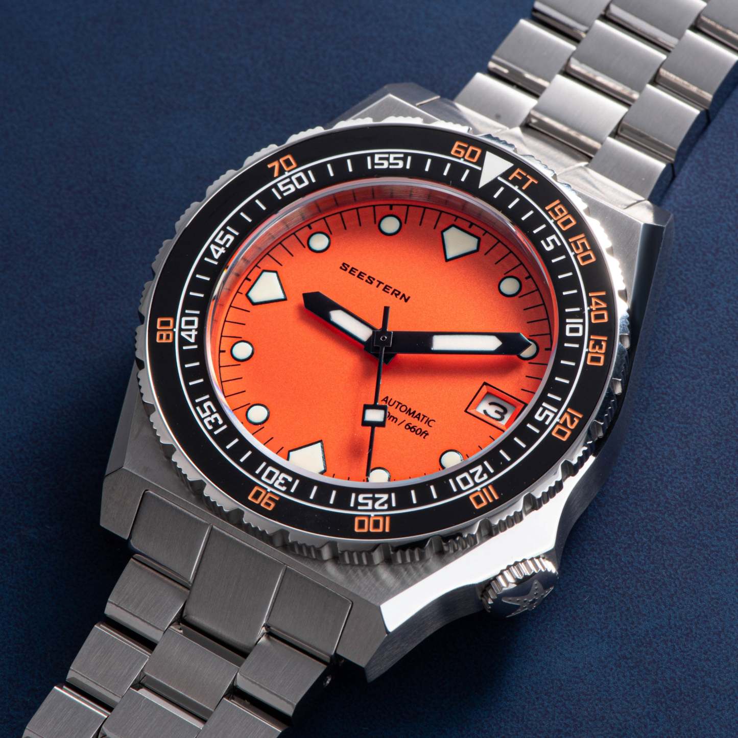 Seestern Vintage 407 600T Orange Dial Ceramic Bezel-TIME.SHOP