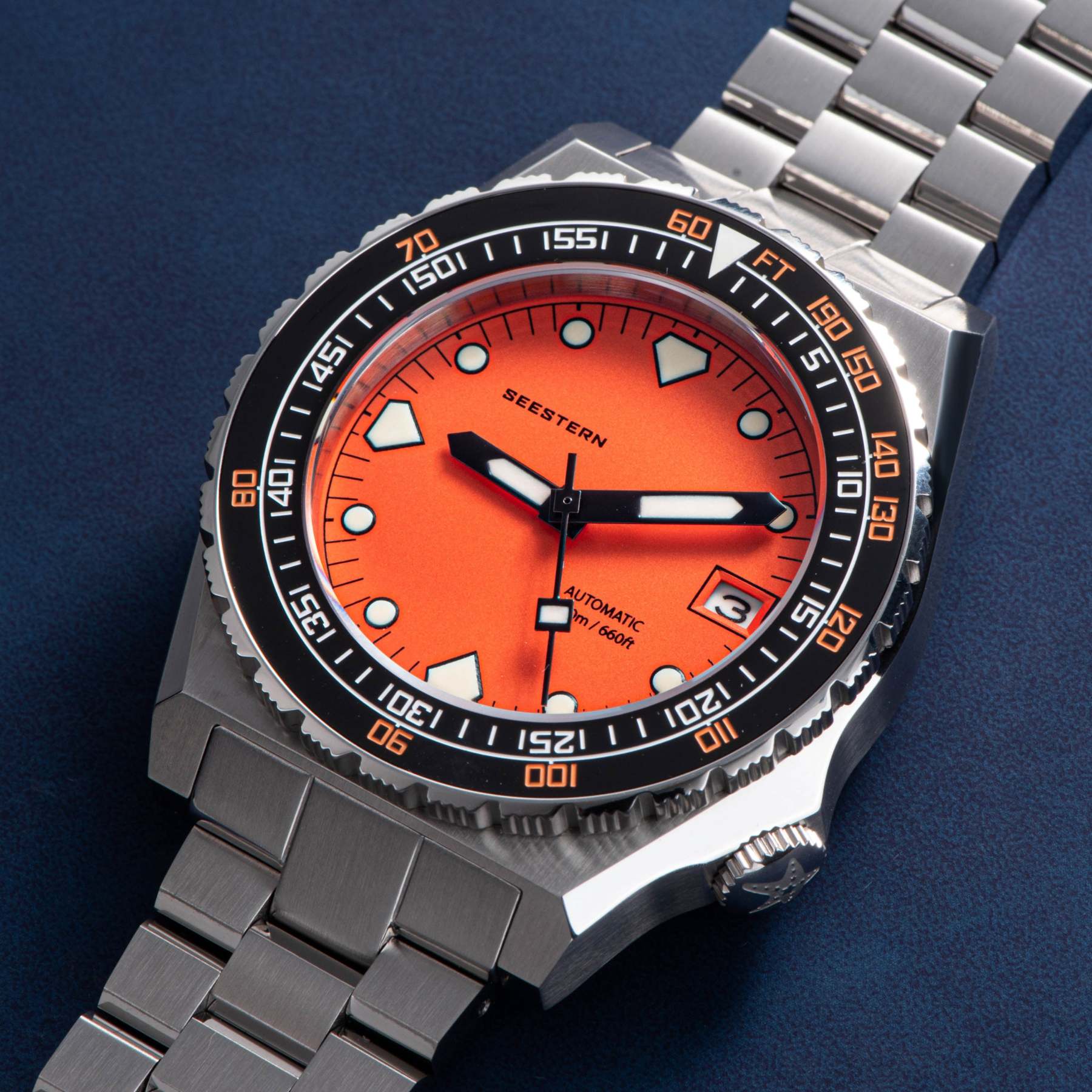 Seestern Vintage 407 600T Orange Dial Ceramic Bezel-TIME.SHOP