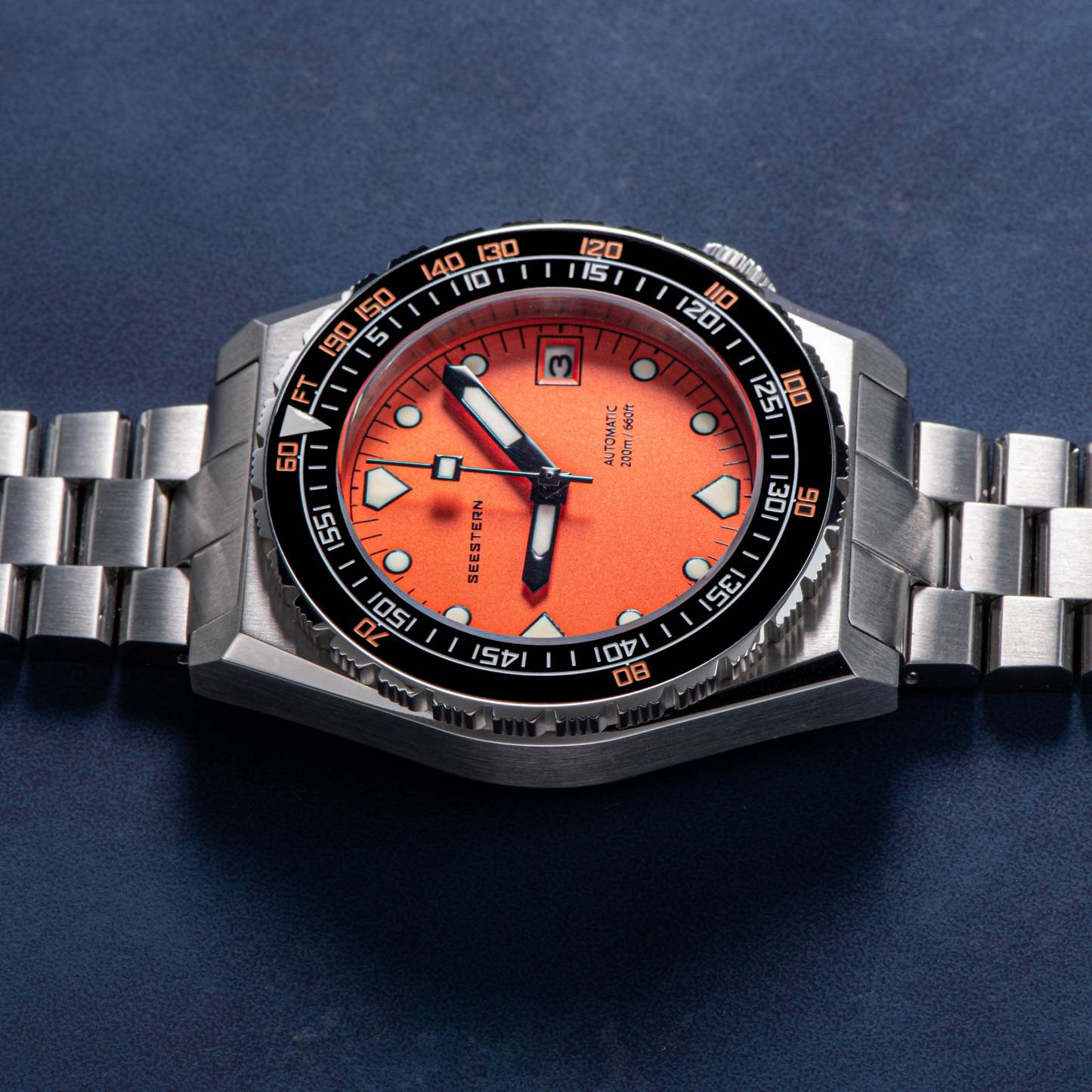 Seestern Vintage 407 600T Orange Dial Ceramic Bezel-TIME.SHOP