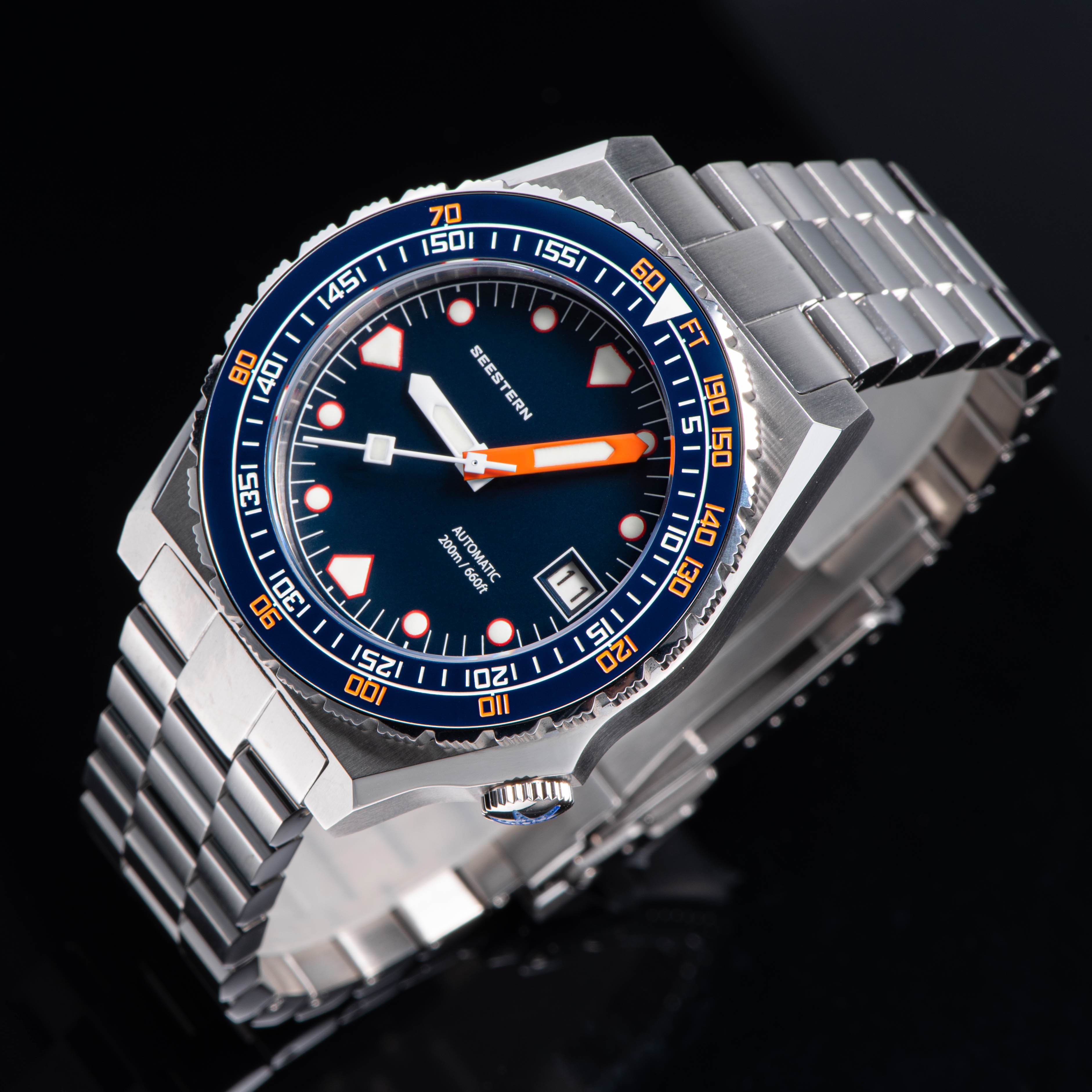 Seestern Vintage 407 600T Deep Blue Dial Ceramic Bezel-TIME.SHOP