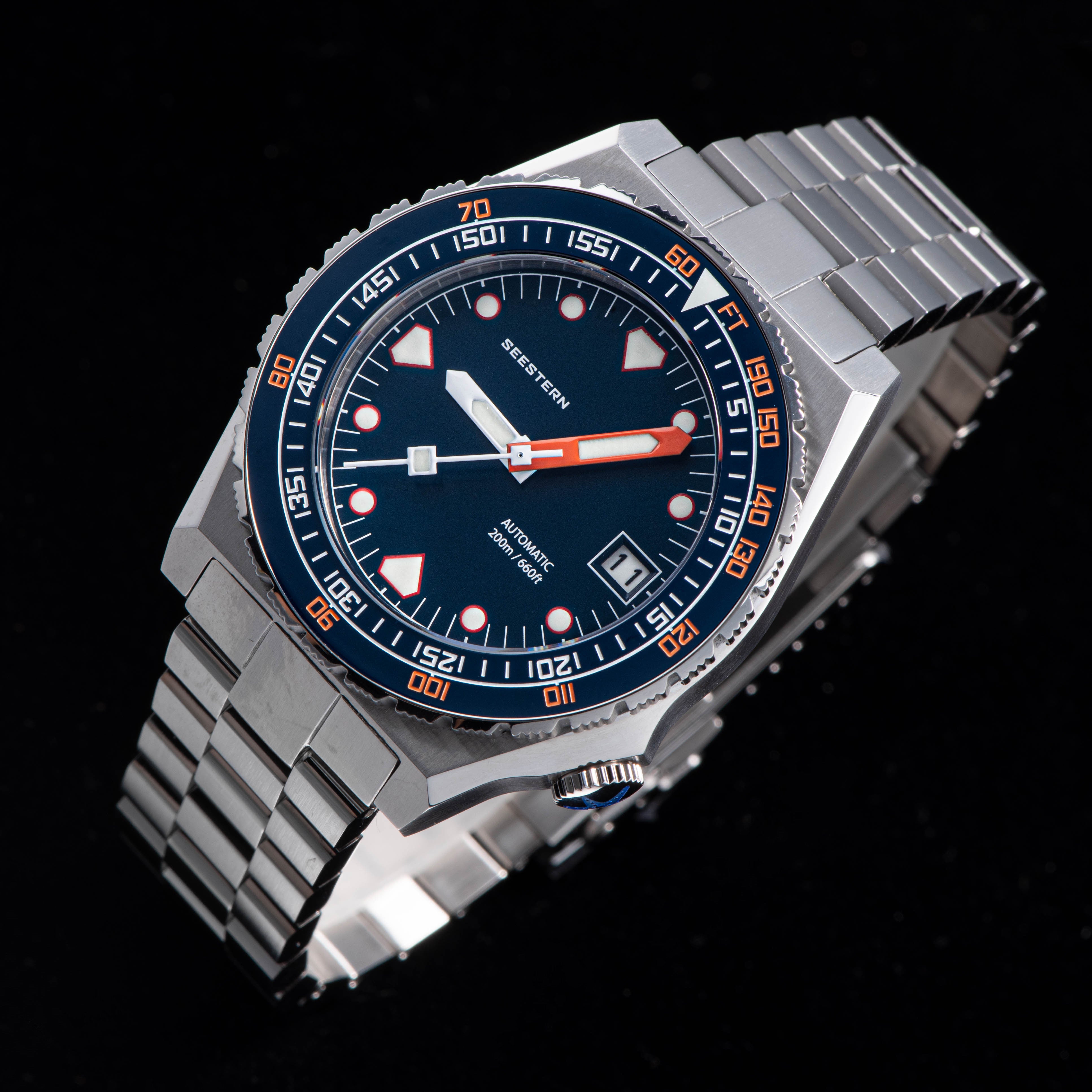 Seestern Vintage 407 600T Deep Blue Dial Ceramic Bezel-TIME.SHOP