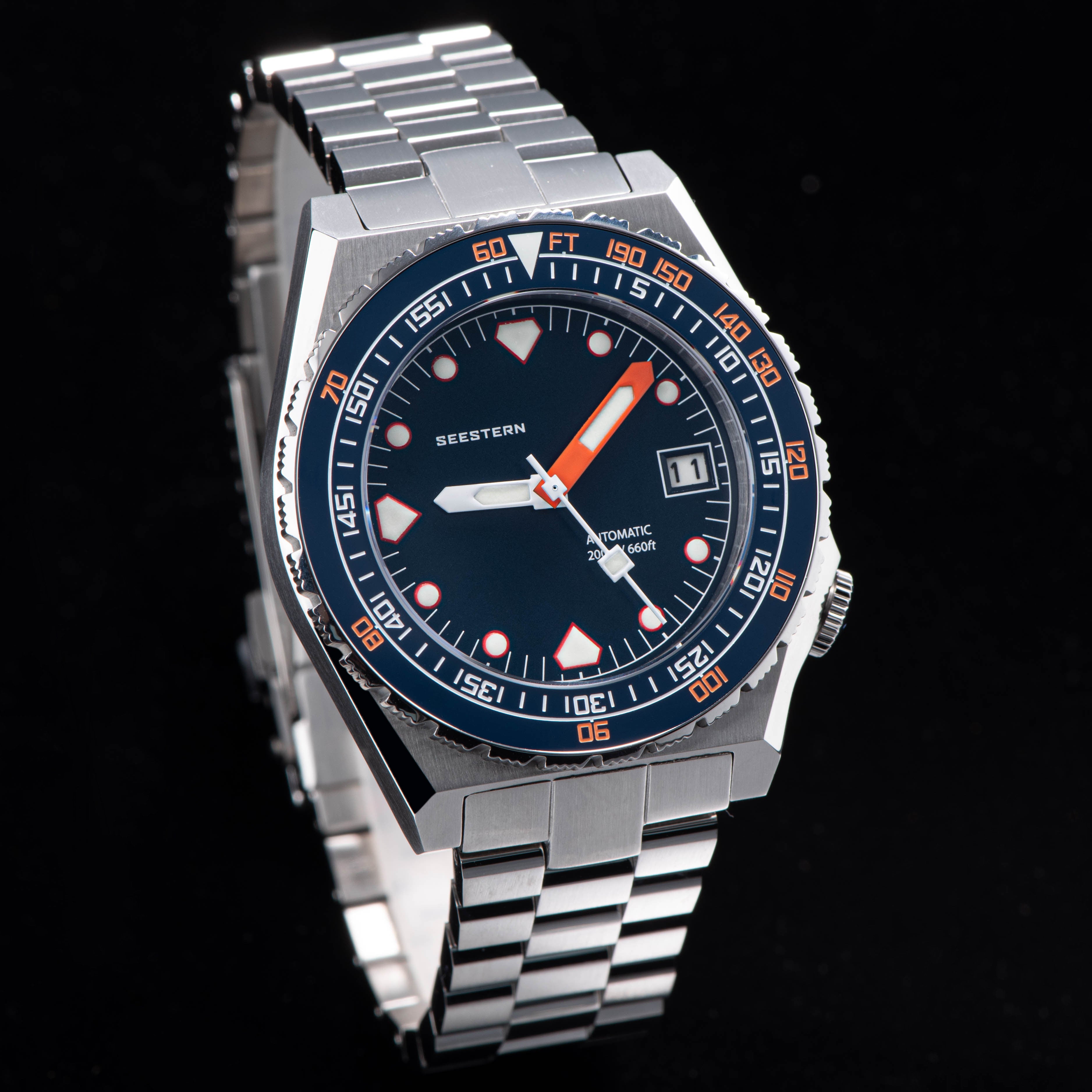 Seestern Vintage 407 600T Deep Blue Dial Ceramic Bezel-TIME.SHOP