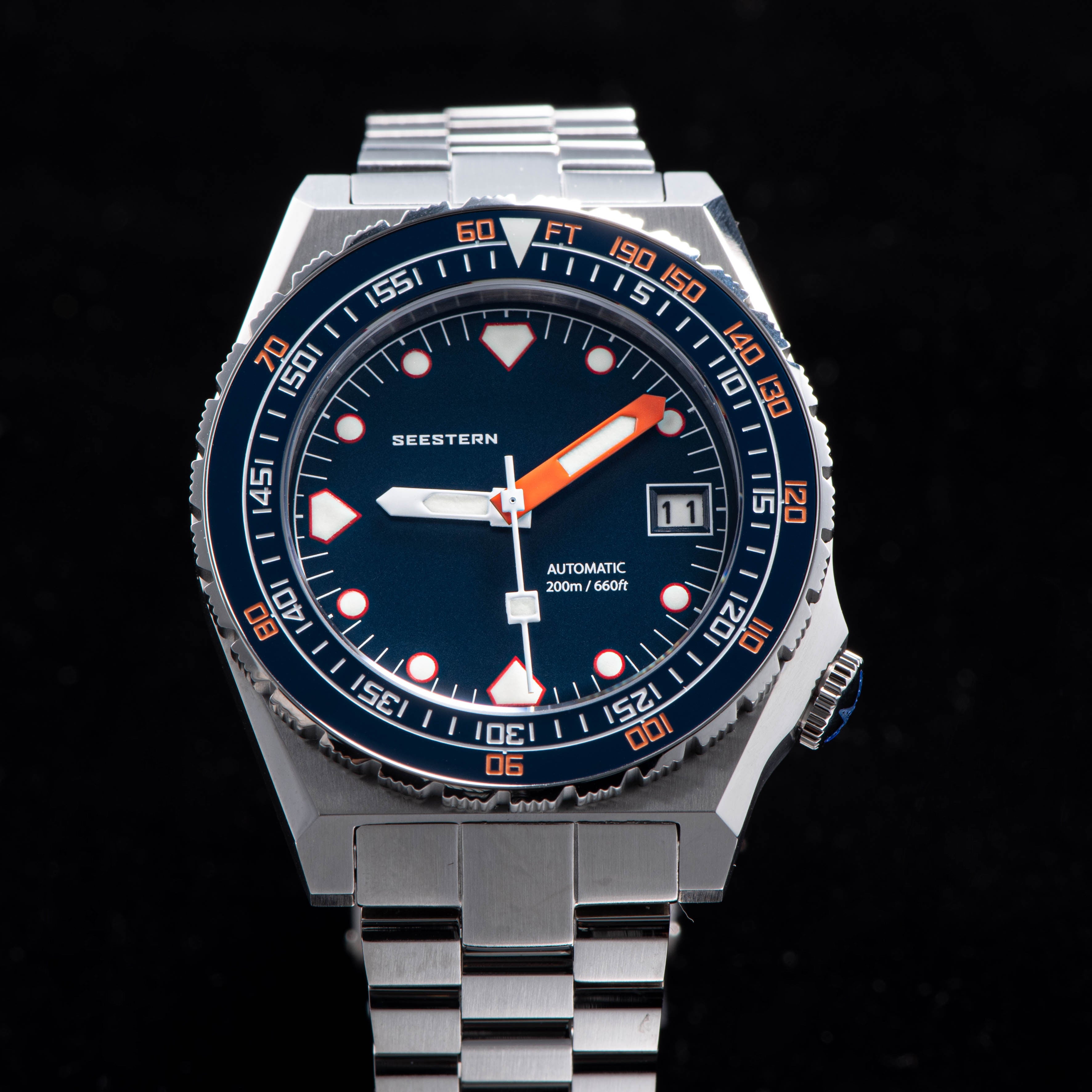 Seestern Vintage 407 600T Deep Blue Dial Ceramic Bezel-TIME.SHOP