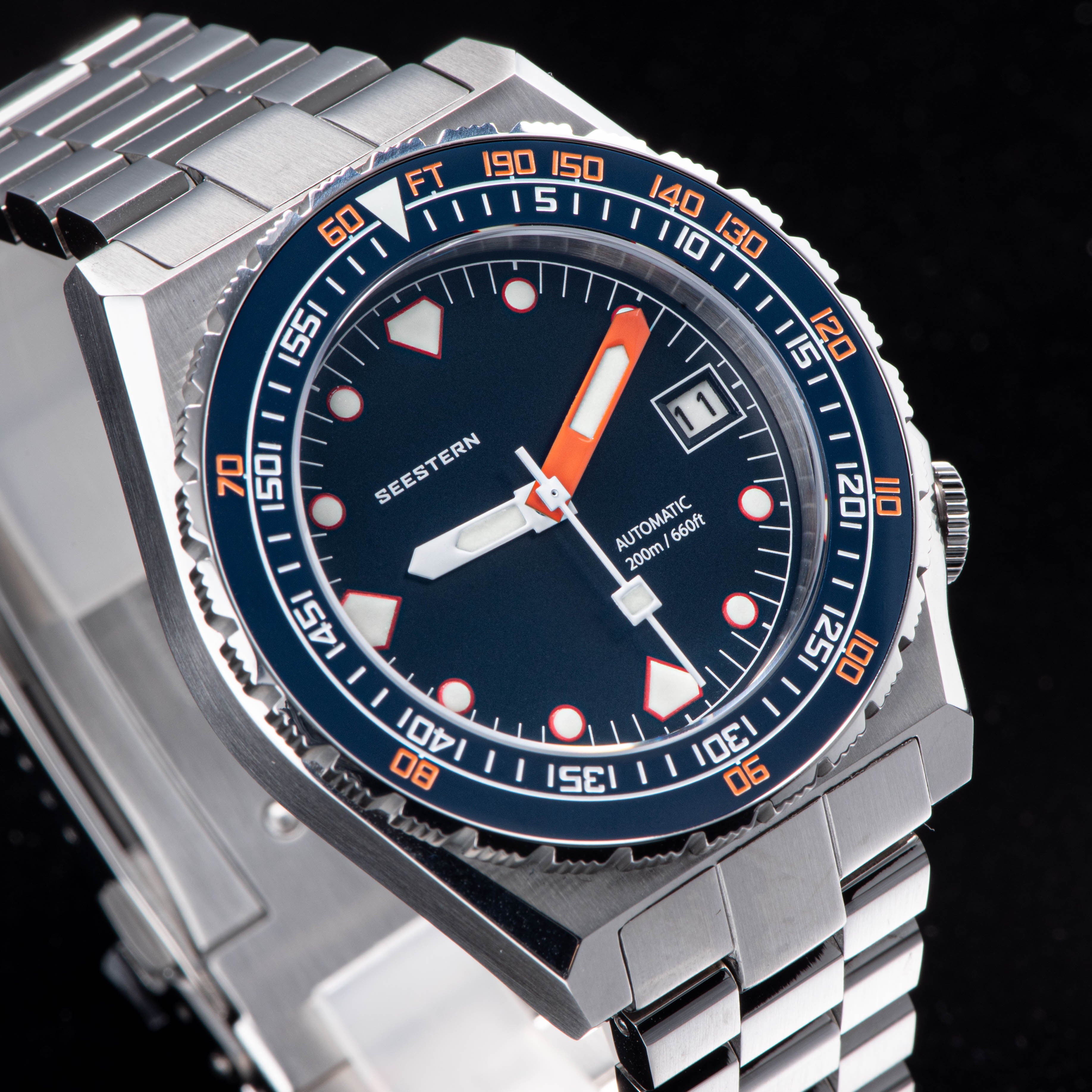 Seestern Vintage 407 600T Deep Blue Dial Ceramic Bezel-TIME.SHOP