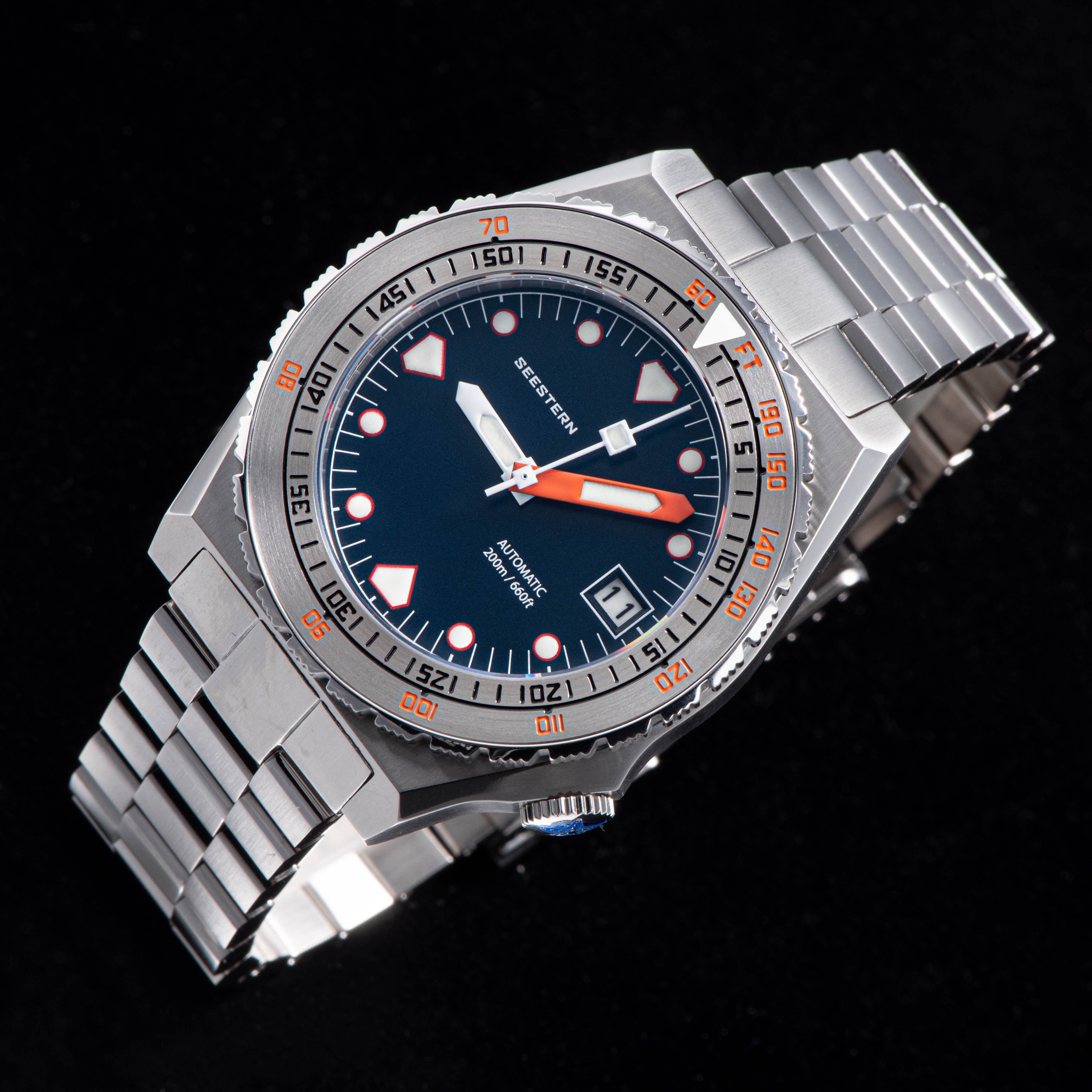 Seestern Vintage 407 600T Deep Blue Dial Ceramic Bezel-TIME.SHOP