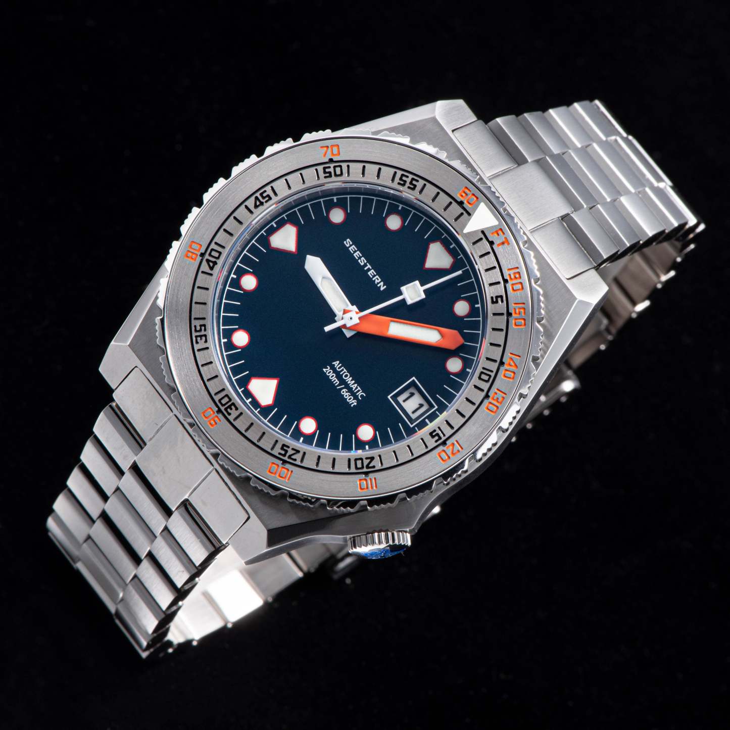 Seestern Vintage 407 600T Deep Blue Dial Ceramic Bezel-TIME.SHOP