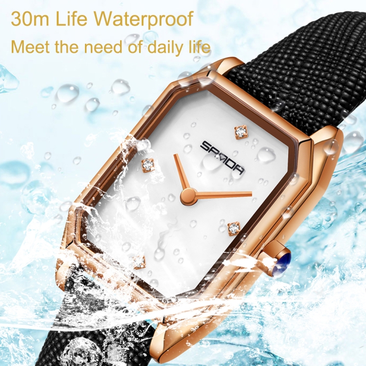 SANDA 1096 Bold Octagonal Dial Waterproof Lady Watch-TIME.SHOP