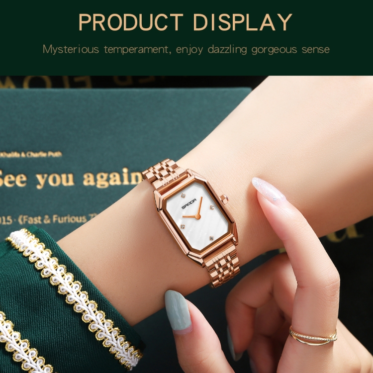 SANDA 1096 Bold Octagonal Dial Waterproof Lady Watch-TIME.SHOP