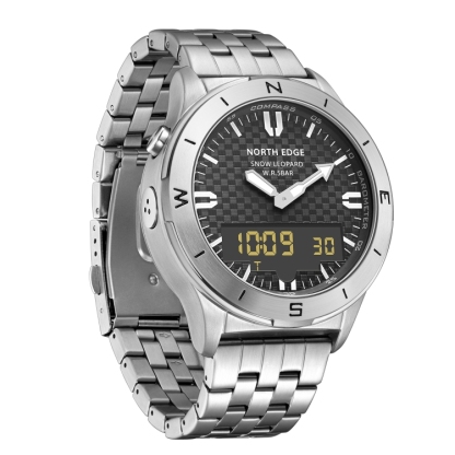 NORTH EDGE Snow-Leopard Outdoor Waterproof Men Multifunction Stainless Steel Strap Smart Watch-TIME.SHOP