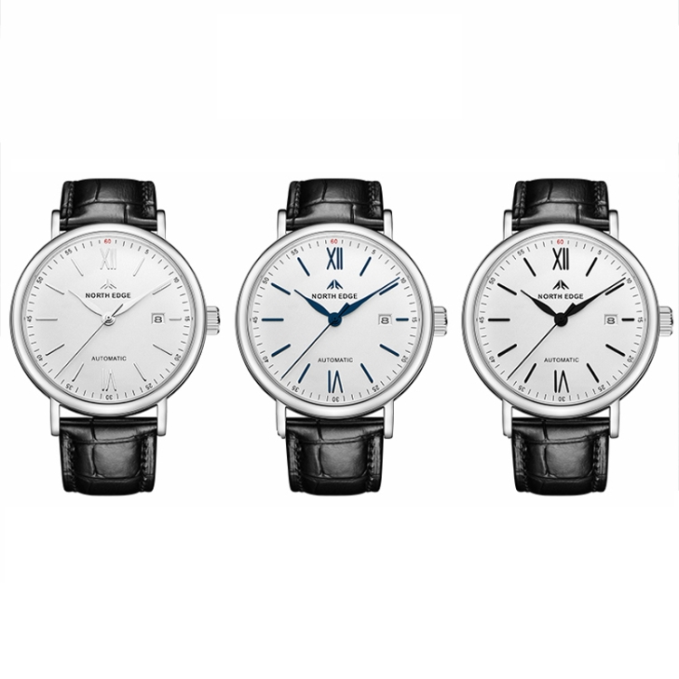 NORTH EDGE AMOY Multifunctional Business Men's Watch Waterproof Leather Mechanical Watch-TIME.SHOP