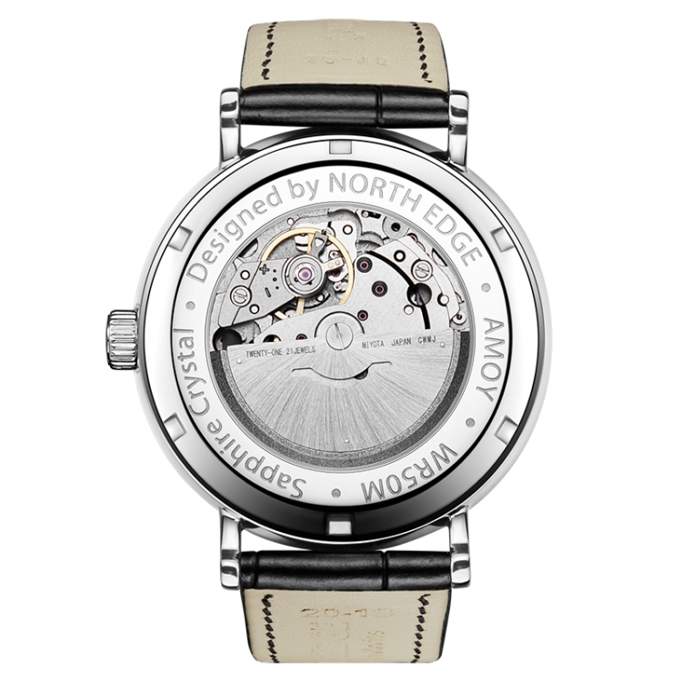 NORTH EDGE AMOY Multifunctional Business Men's Watch Waterproof Leather Mechanical Watch-TIME.SHOP
