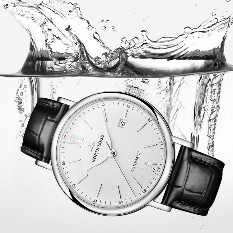 NORTH EDGE AMOY Multifunctional Business Men's Watch Waterproof Leather Mechanical Watch-TIME.SHOP