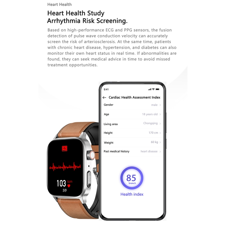 GT22 1.85 inch TFT Screen Silicone Band Health Smart Watch, Support Bluetooth Call / Plateau Blood Oxygen / Body Temperature / Arrhythmia / TI Heart Rate Monitoring-TIME.SHOP
