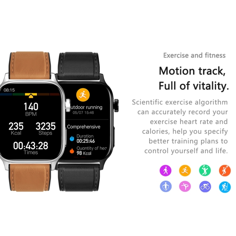 GT22 1.85 inch TFT Screen Silicone Band Health Smart Watch, Support Bluetooth Call / Plateau Blood Oxygen / Body Temperature / Arrhythmia / TI Heart Rate Monitoring-TIME.SHOP