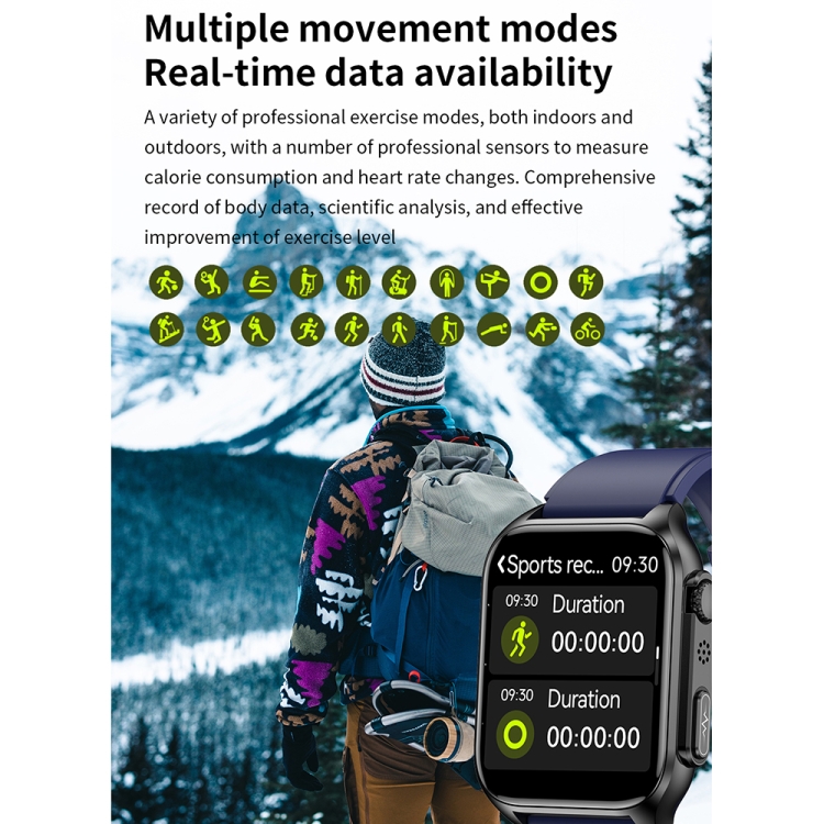 TK12 1.96 inch IP67 Waterproof Silicone Band Smart Watch Supports ECG / Remote Families Care / Bluetooth Call / Body Temperature Monitoring-TIME.SHOP