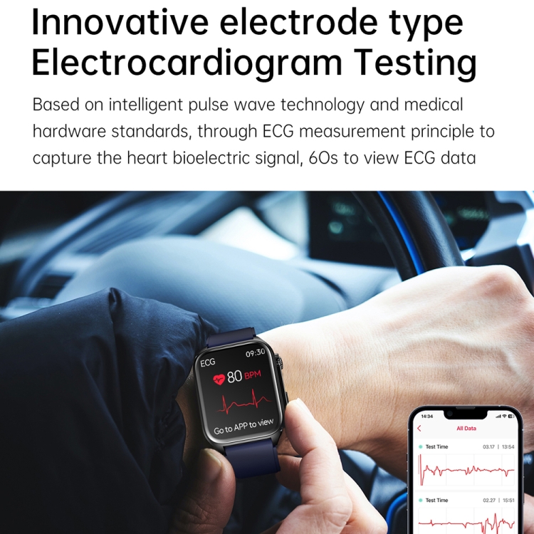 TK12 1.96 inch IP67 Waterproof Silicone Band Smart Watch Supports ECG / Remote Families Care / Bluetooth Call / Body Temperature Monitoring-TIME.SHOP