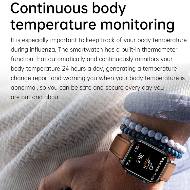 TK12 1.96 inch IP67 Waterproof Silicone Band Smart Watch Supports ECG / Remote Families Care / Bluetooth Call / Body Temperature Monitoring-TIME.SHOP
