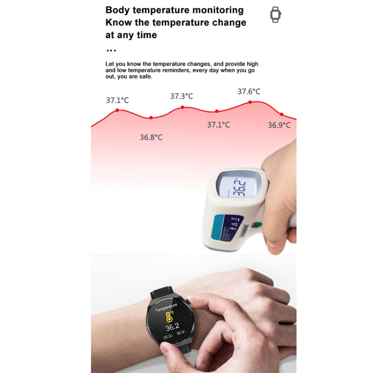 TK20 1.39 inch IP68 Waterproof Silicone Band Smart Watch Supports ECG / Remote Families Care / Body Temperature Monitoring-TIME.SHOP